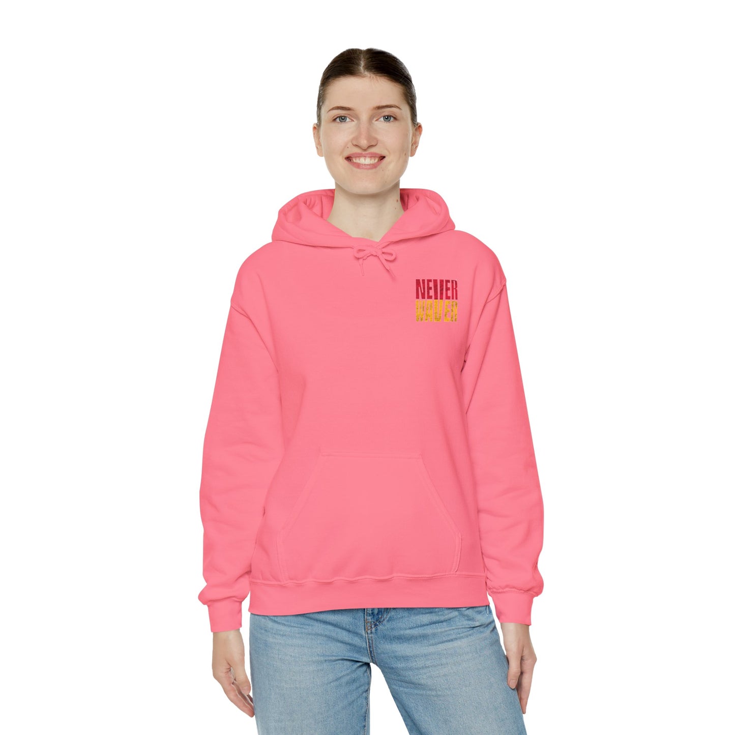 Kansas Fans Never Waver W-Leopard Football Unisex Heavy Blend™ Hooded Sweatshirt - Never Waver