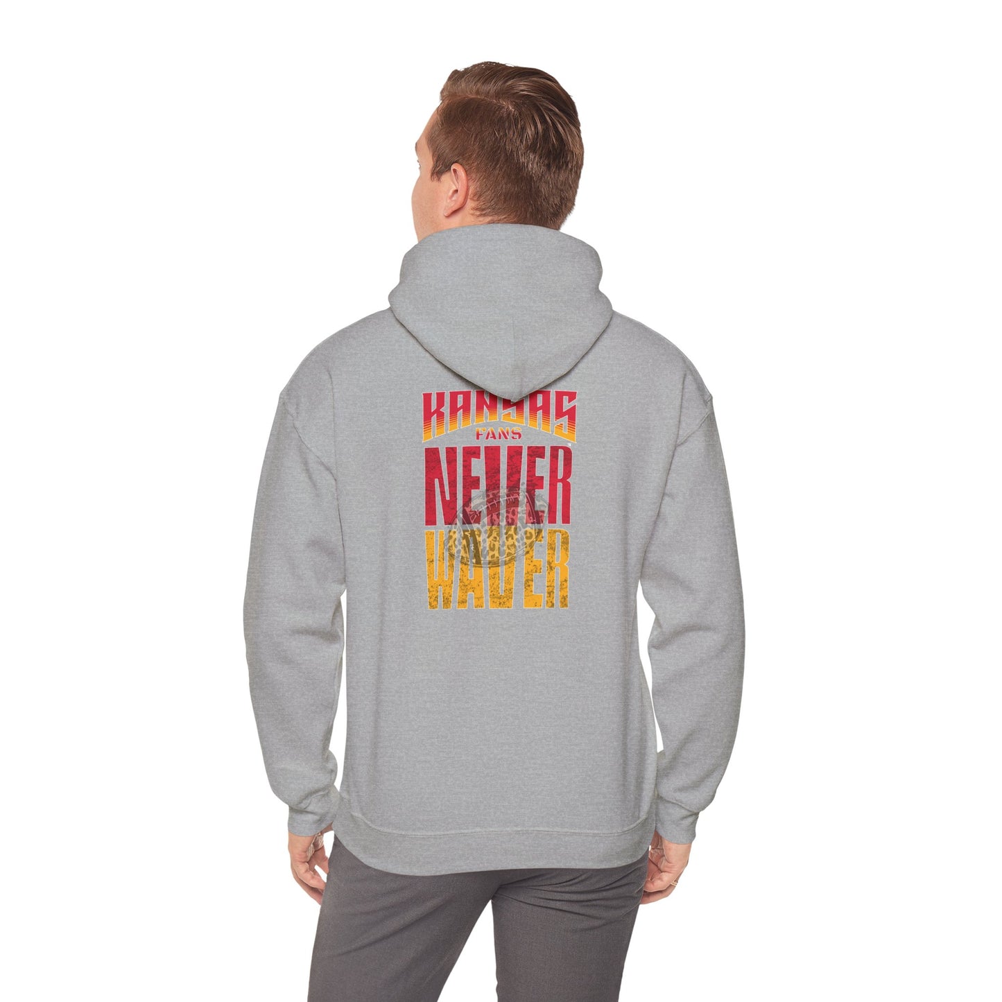 Kansas Fans Never Waver W-Leopard Football Unisex Heavy Blend™ Hooded Sweatshirt - Never Waver