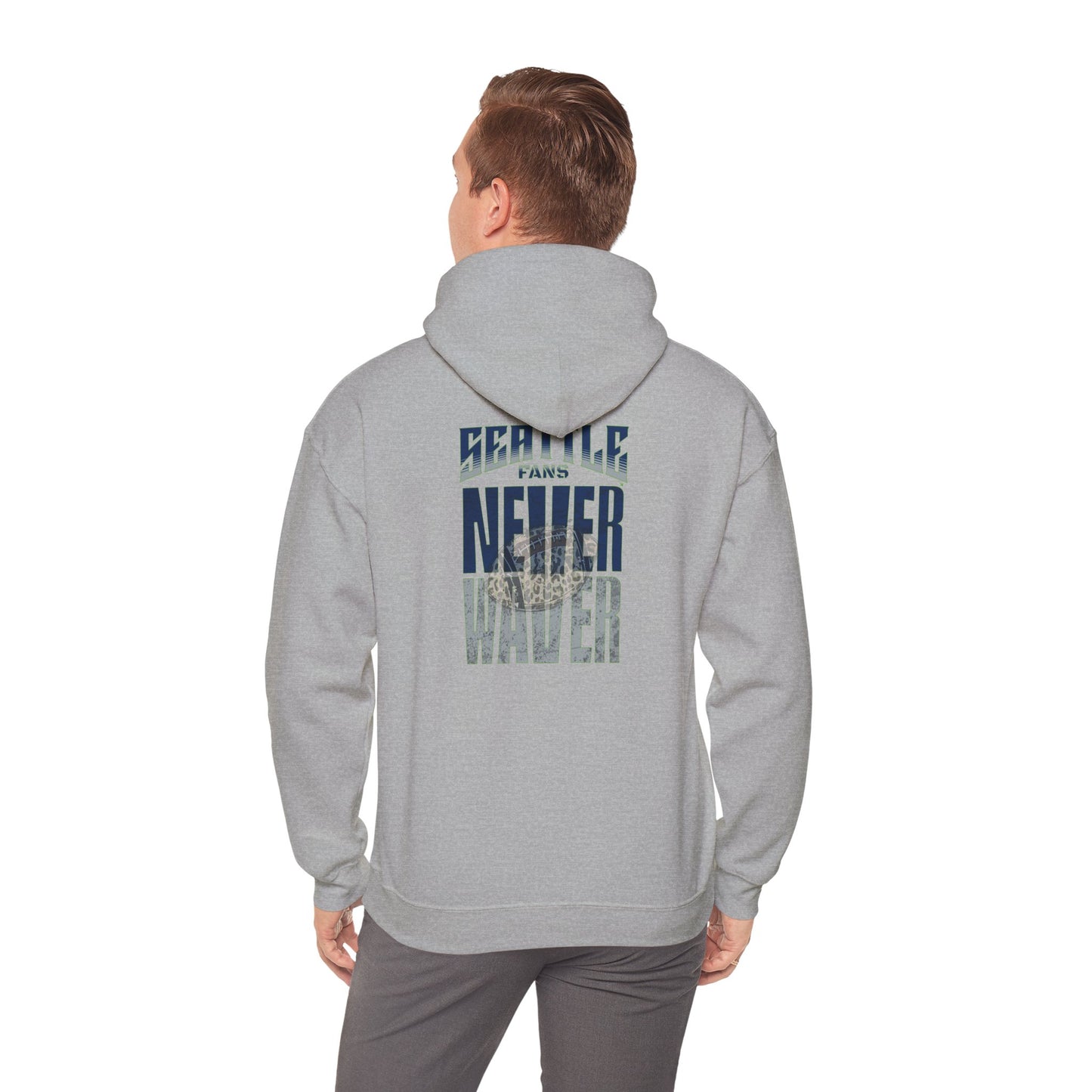 Seattle Fans Never Waver W-Leopard Football Unisex Heavy Blend™ Hooded Sweatshirt - Never Waver