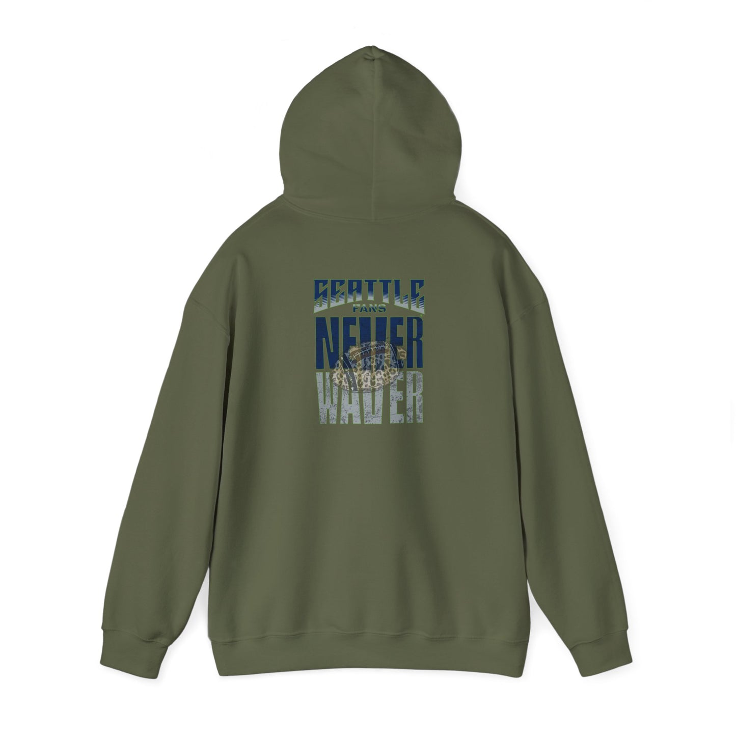 Seattle Fans Never Waver W-Leopard Football Unisex Heavy Blend™ Hooded Sweatshirt - Never Waver