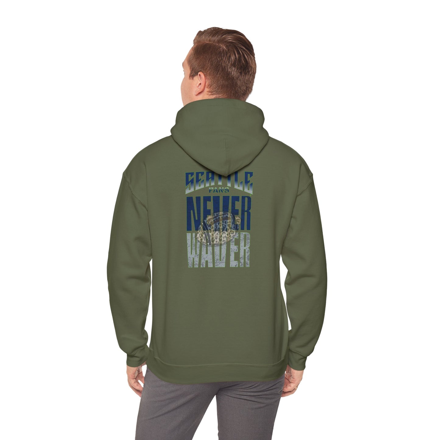 Seattle Fans Never Waver W-Leopard Football Unisex Heavy Blend™ Hooded Sweatshirt - Never Waver