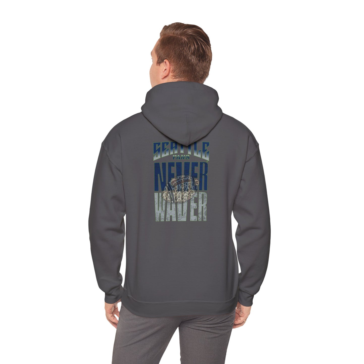 Seattle Fans Never Waver W-Leopard Football Unisex Heavy Blend™ Hooded Sweatshirt - Never Waver