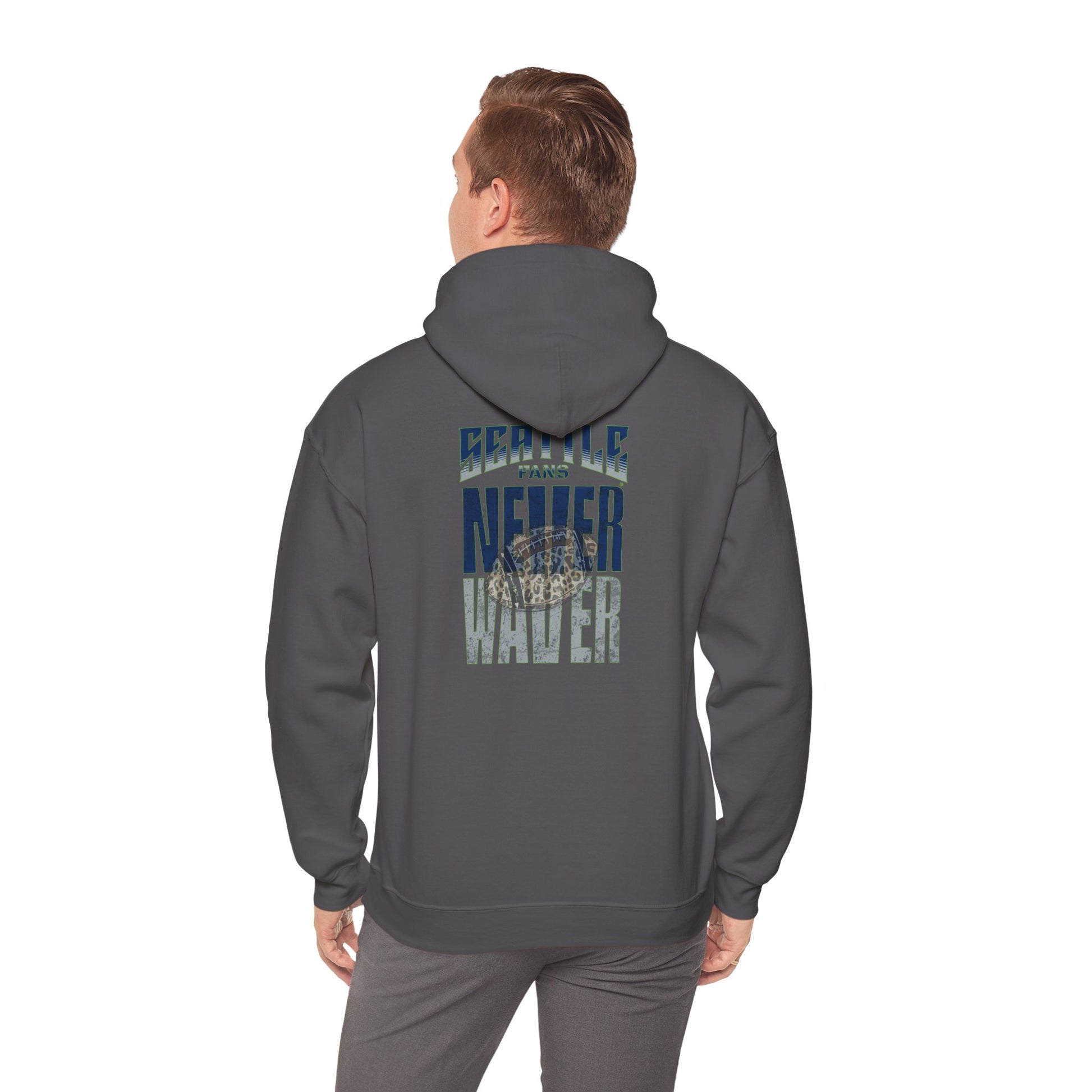 Seattle Fans Never Waver W-Leopard Football Unisex Heavy Blend™ Hooded Sweatshirt - Never Waver