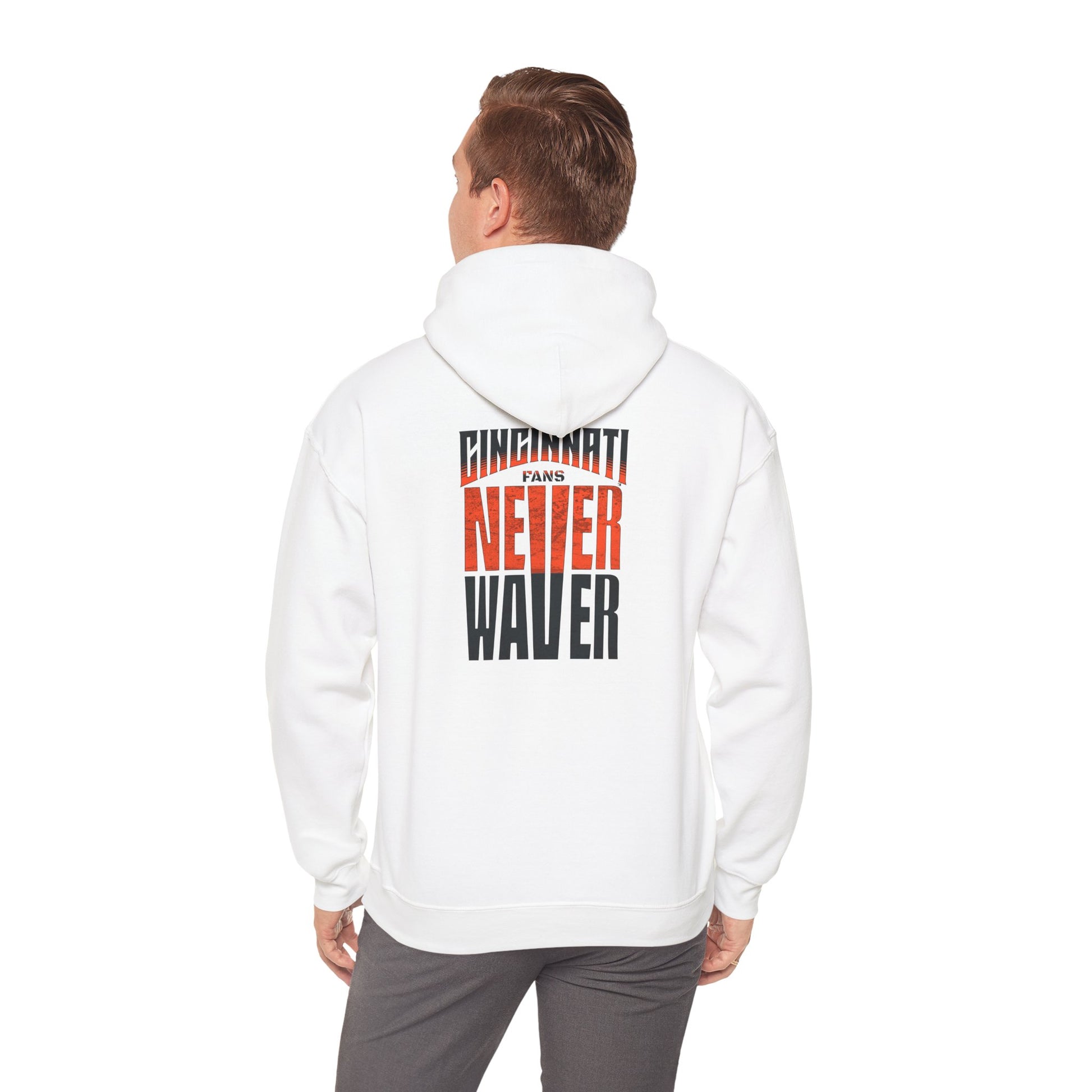 Cincinnati Fans Never Waver Hoodie - Unisex Heavy Blend Sweatshirt - Never Waver