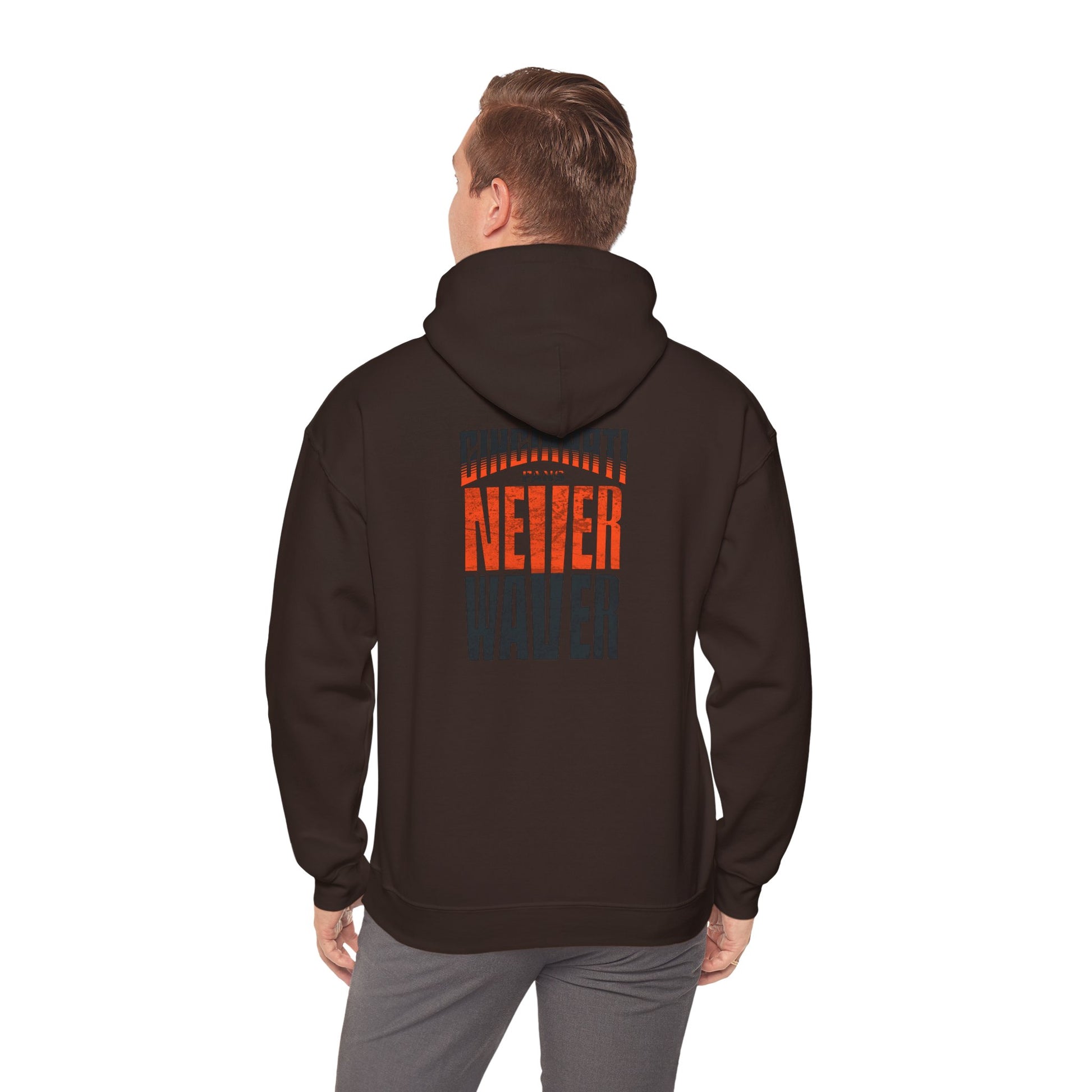 Cincinnati Fans Never Waver Hoodie - Unisex Heavy Blend Sweatshirt - Never Waver