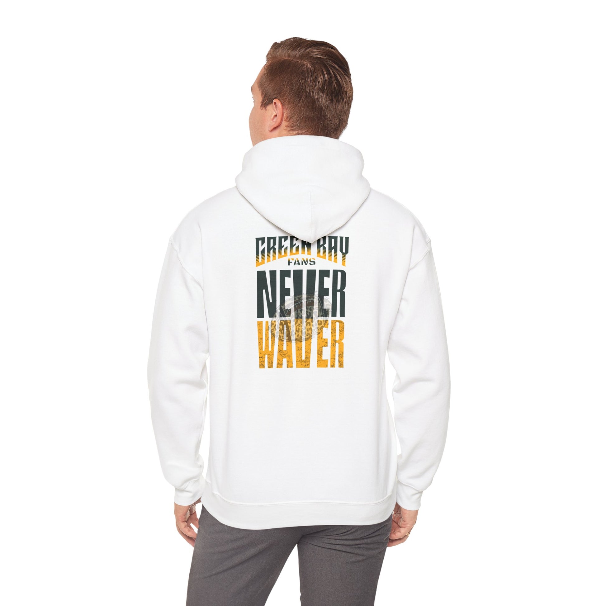 Green Bay Hoodie w Leopard Football - Unisex Heavy Blend Sweatshirt - Never Waver