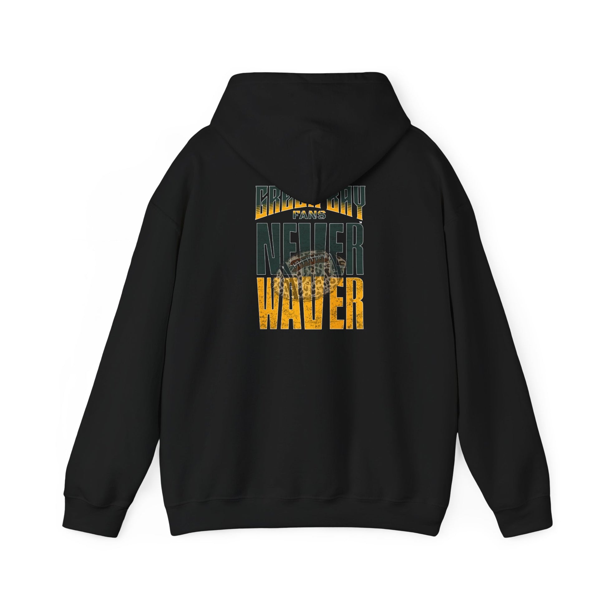 Green Bay Hoodie w Leopard Football - Unisex Heavy Blend Sweatshirt - Never Waver