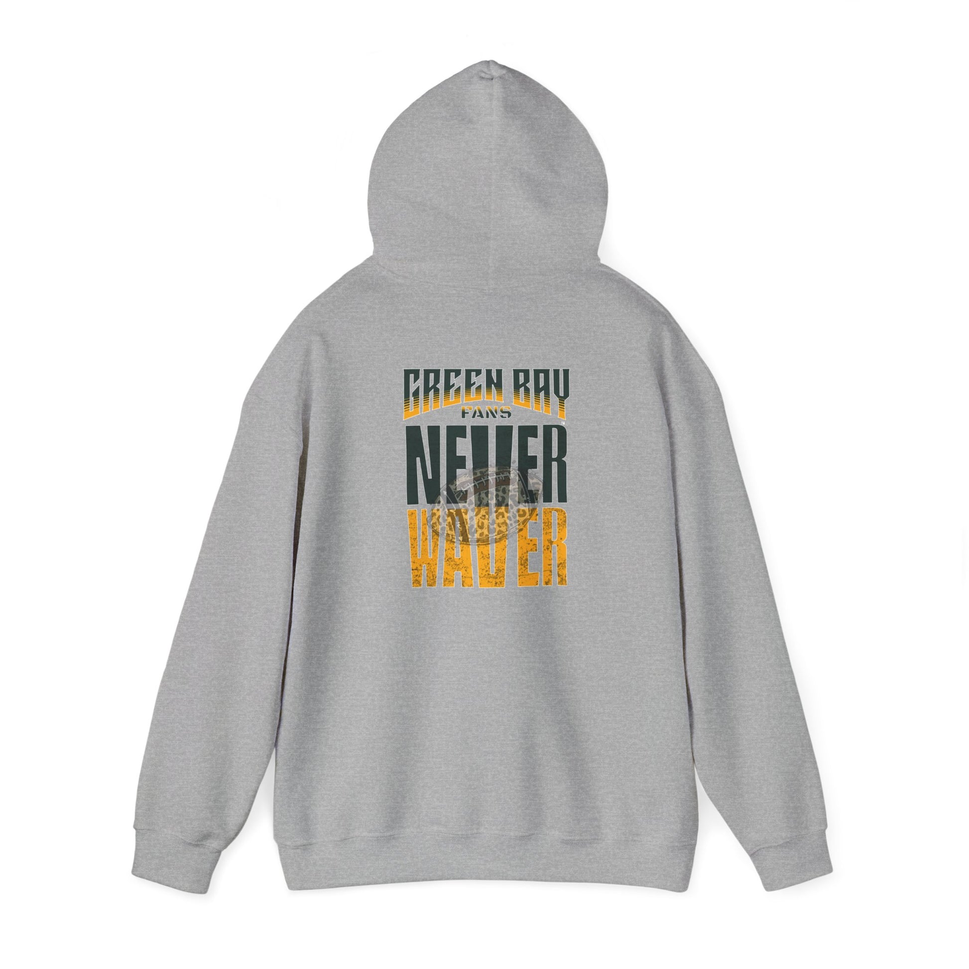 Green Bay Hoodie w Leopard Football - Unisex Heavy Blend Sweatshirt - Never Waver