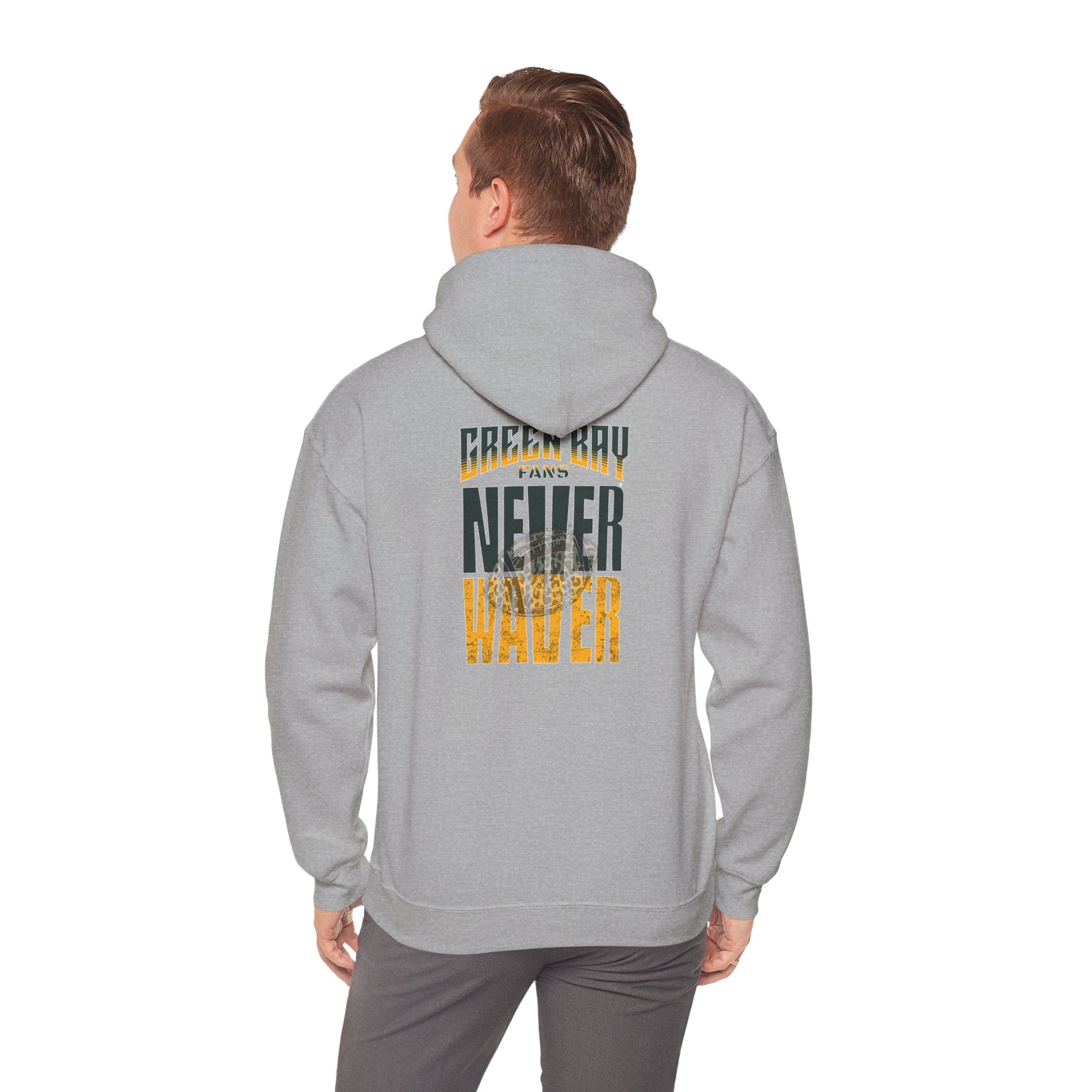 Green Bay Hoodie w Leopard Football - Unisex Heavy Blend Sweatshirt - Never Waver