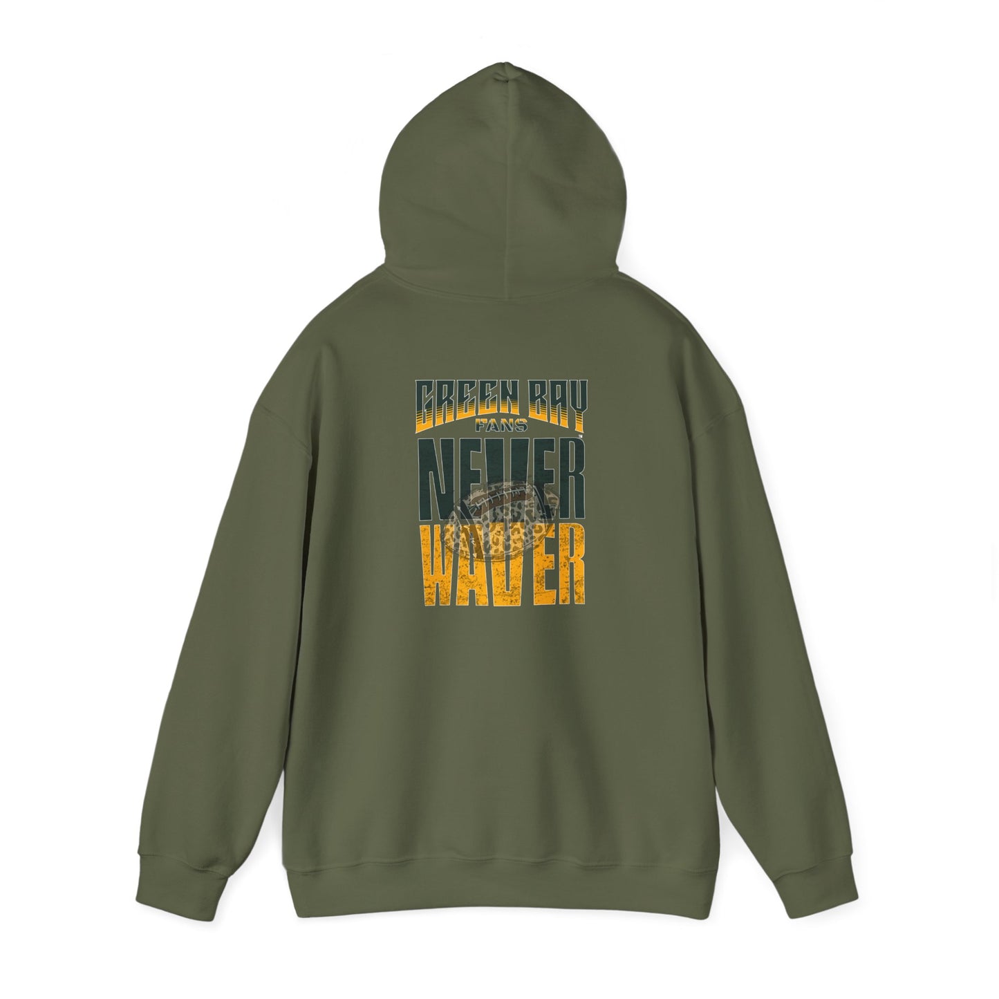 Green Bay Hoodie w Leopard Football - Unisex Heavy Blend Sweatshirt - Never Waver