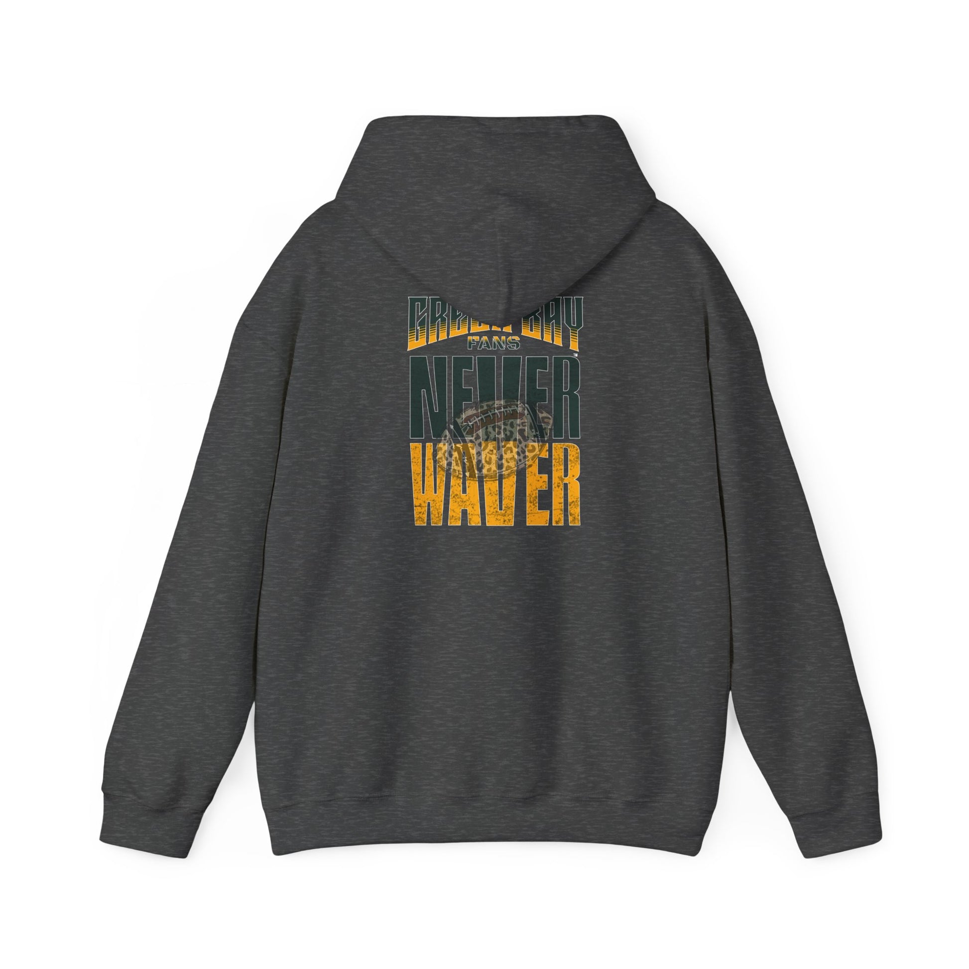 Green Bay Hoodie w Leopard Football - Unisex Heavy Blend Sweatshirt - Never Waver