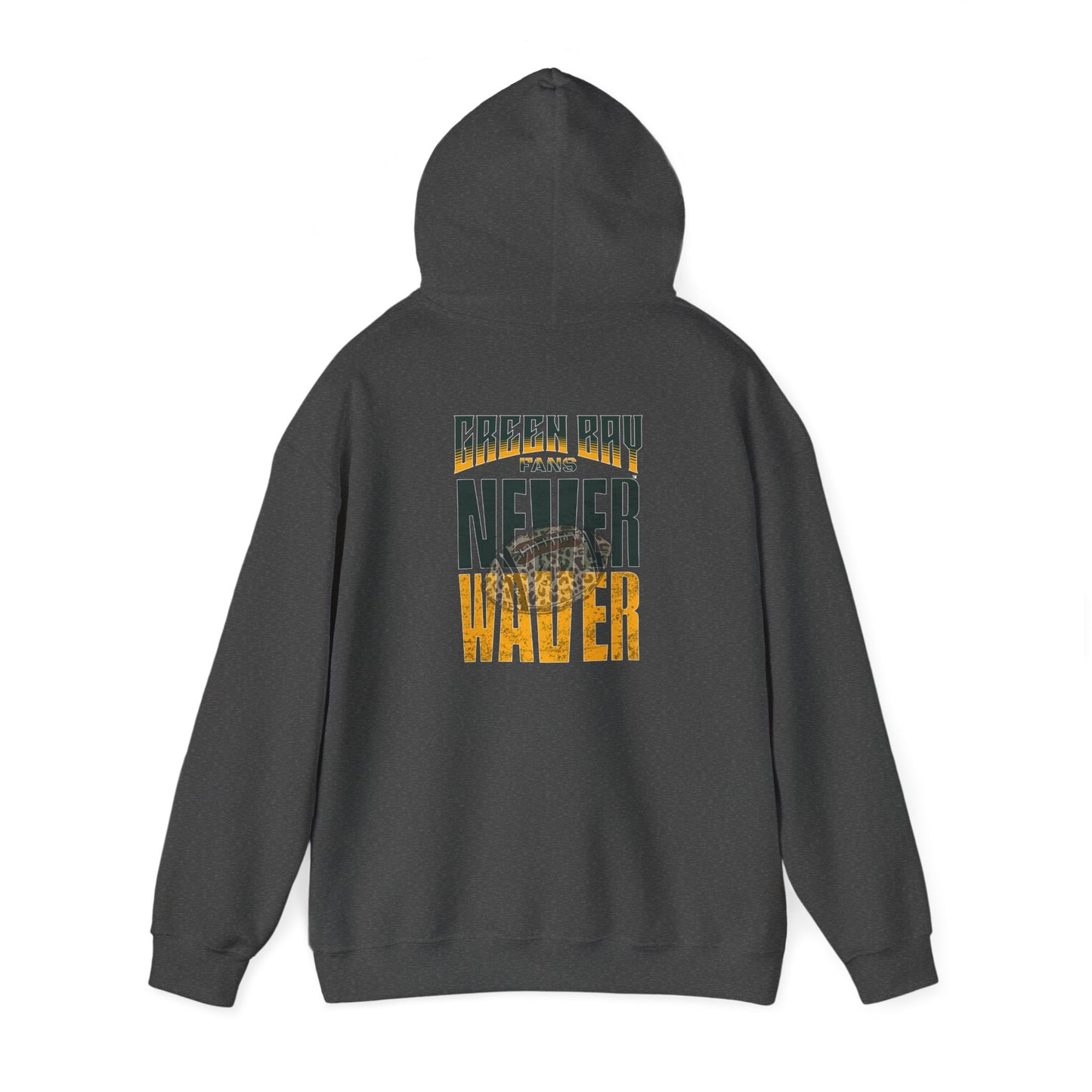 Green Bay Hoodie w Leopard Football - Unisex Heavy Blend Sweatshirt - Never Waver