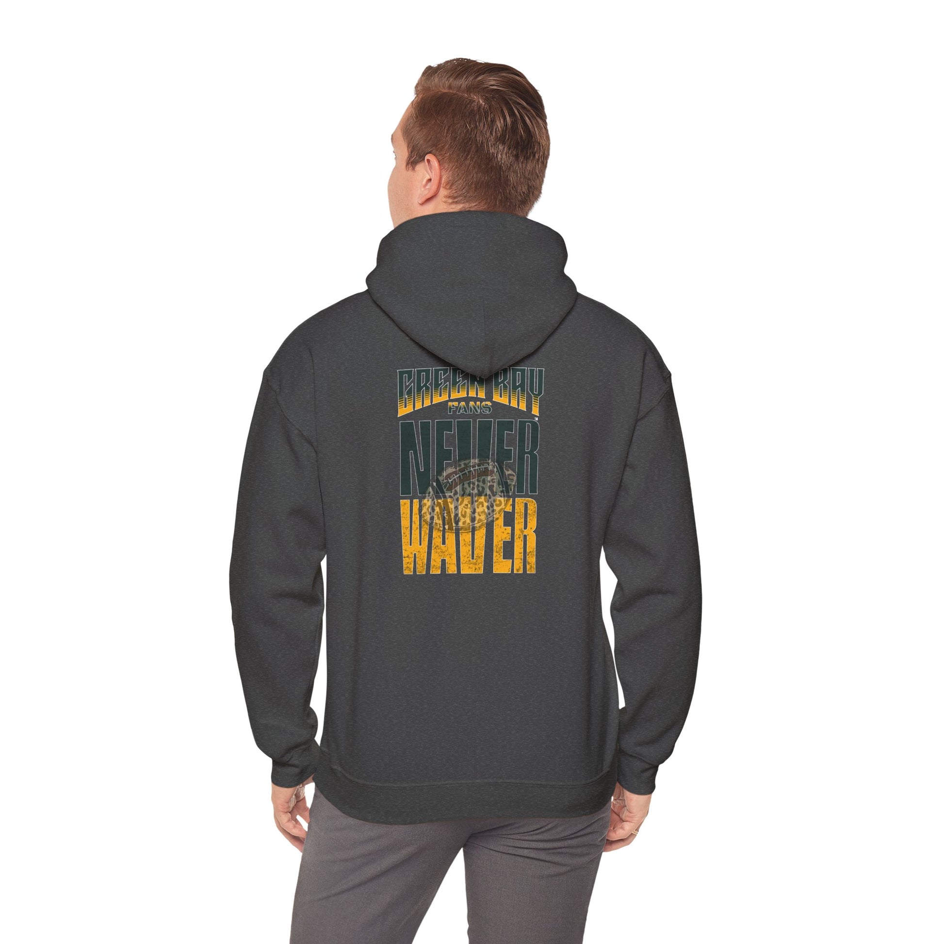 Green Bay Hoodie w Leopard Football - Unisex Heavy Blend Sweatshirt - Never Waver