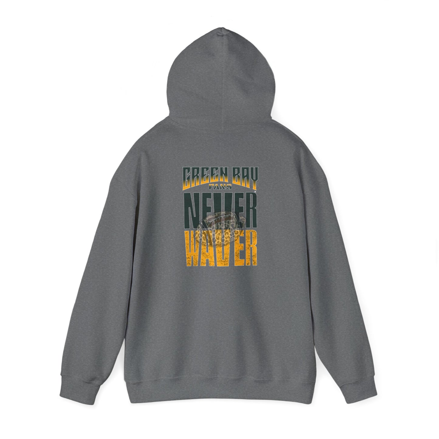 Green Bay Hoodie w Leopard Football - Unisex Heavy Blend Sweatshirt - Never Waver