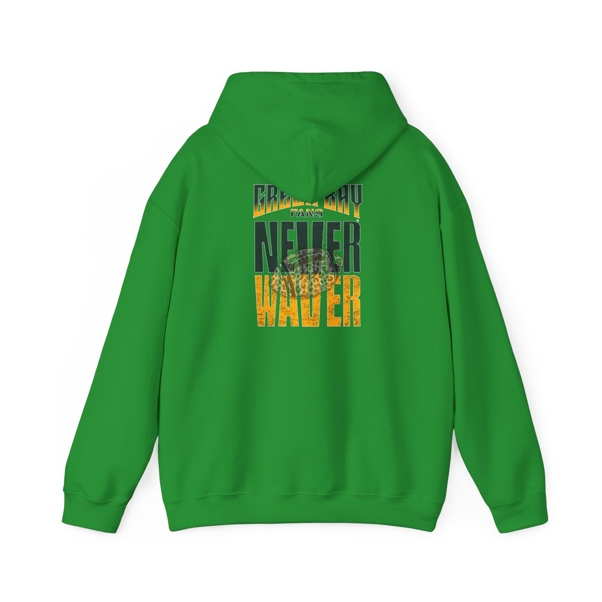 Green Bay Hoodie w Leopard Football - Unisex Heavy Blend Sweatshirt - Never Waver