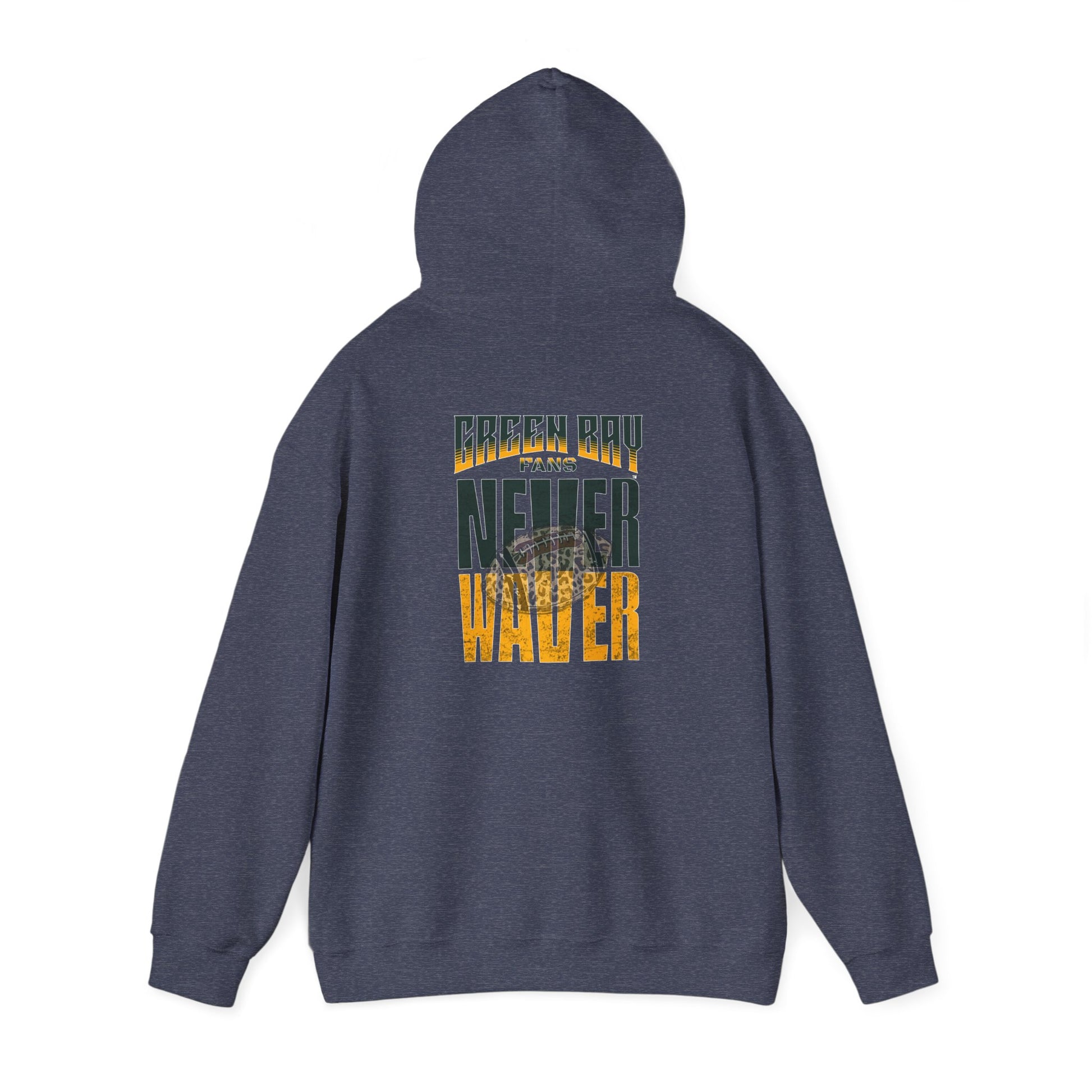 Green Bay Hoodie w Leopard Football - Unisex Heavy Blend Sweatshirt - Never Waver