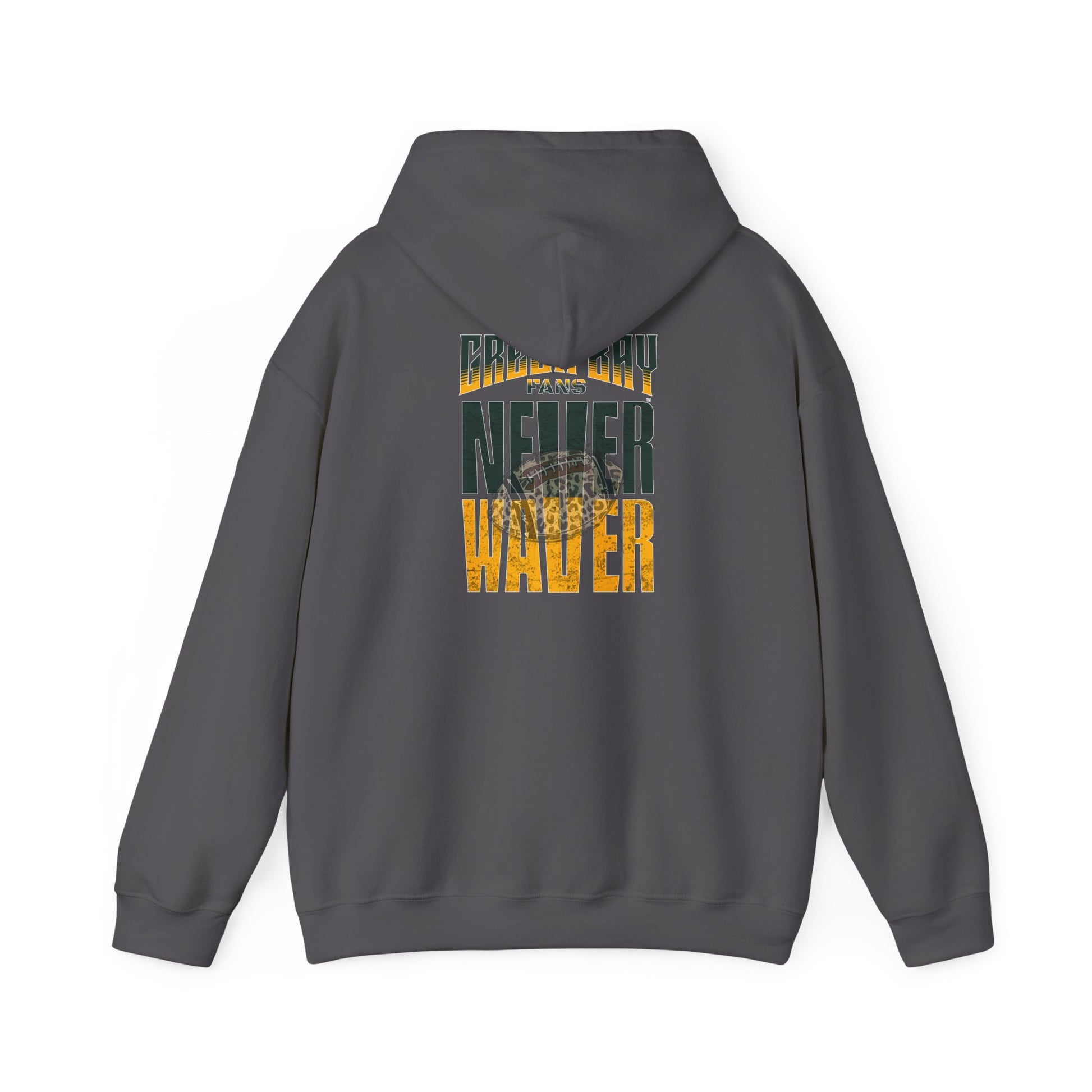 Green Bay Hoodie w Leopard Football - Unisex Heavy Blend Sweatshirt - Never Waver
