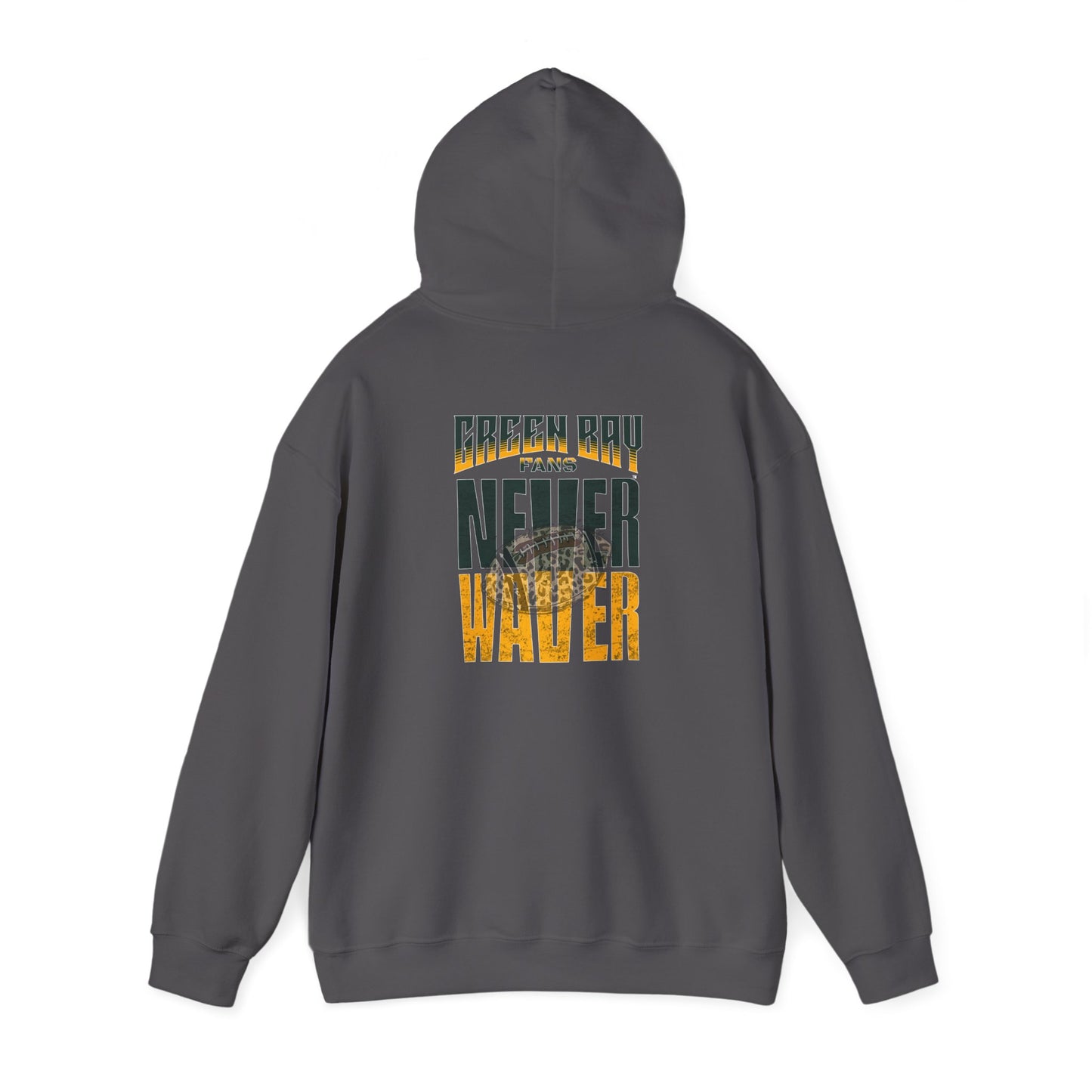 Green Bay Hoodie w Leopard Football - Unisex Heavy Blend Sweatshirt - Never Waver