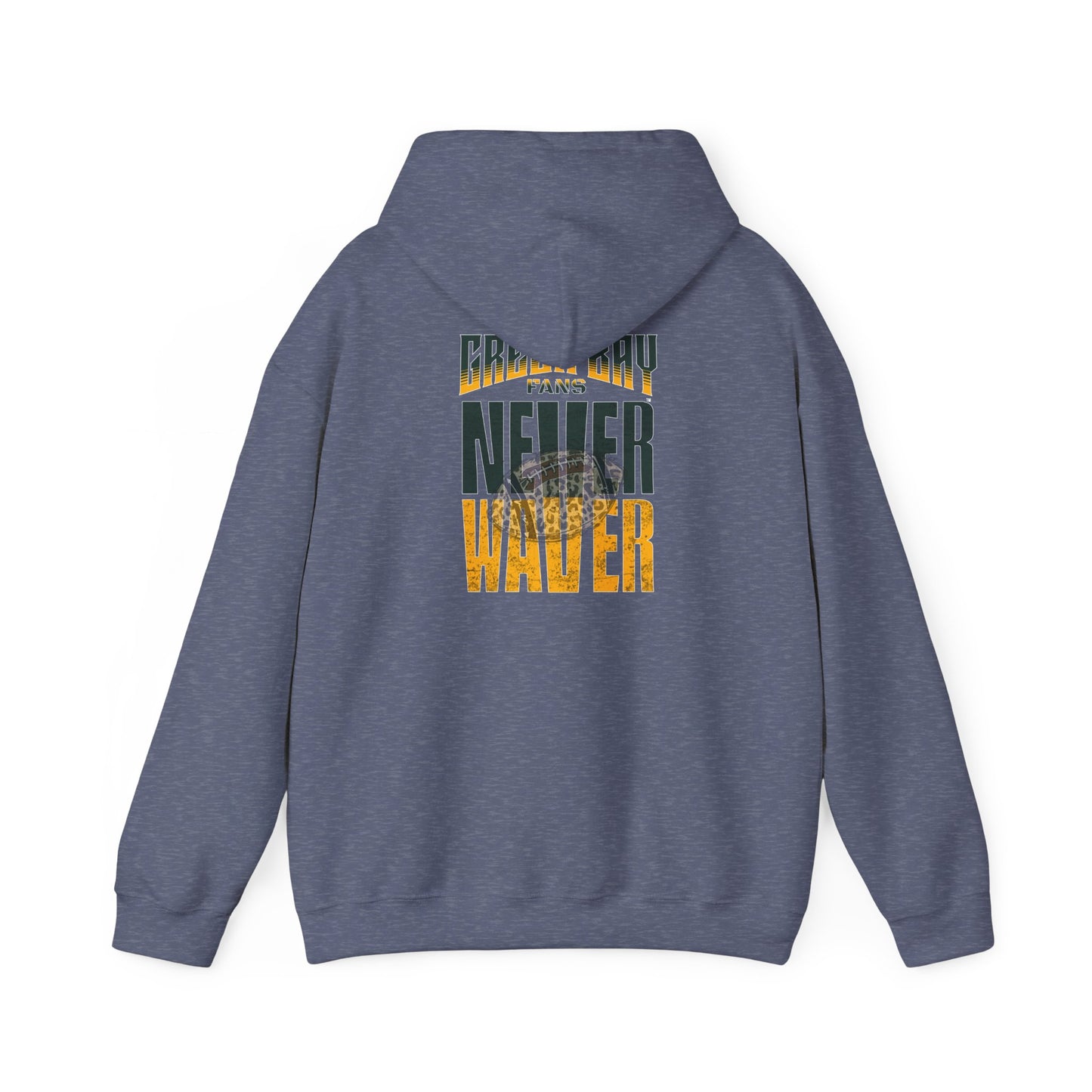 Green Bay Hoodie w Leopard Football - Unisex Heavy Blend Sweatshirt - Never Waver