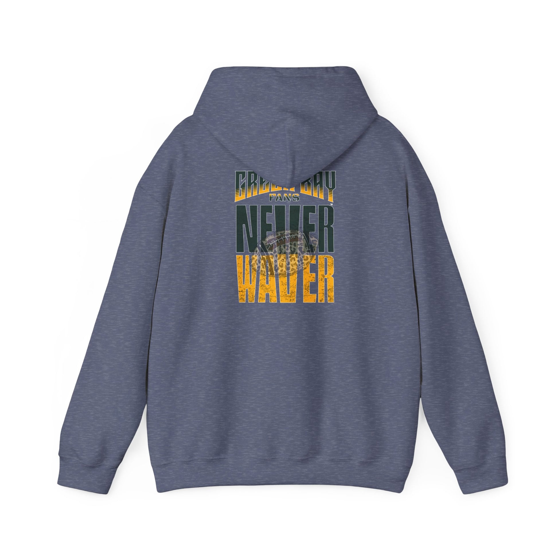 Green Bay Hoodie w Leopard Football - Unisex Heavy Blend Sweatshirt - Never Waver