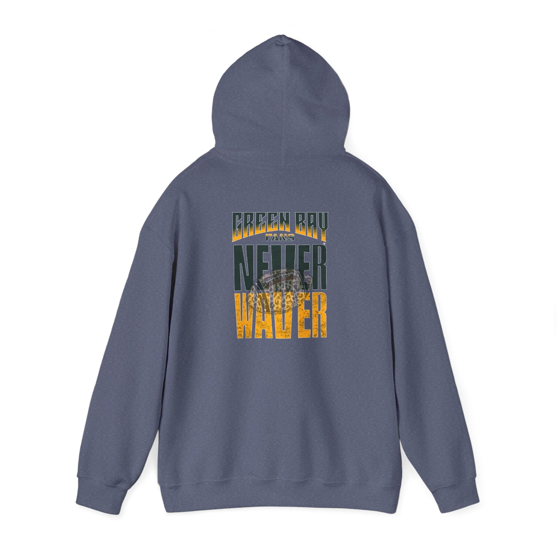Green Bay Hoodie w Leopard Football - Unisex Heavy Blend Sweatshirt - Never Waver