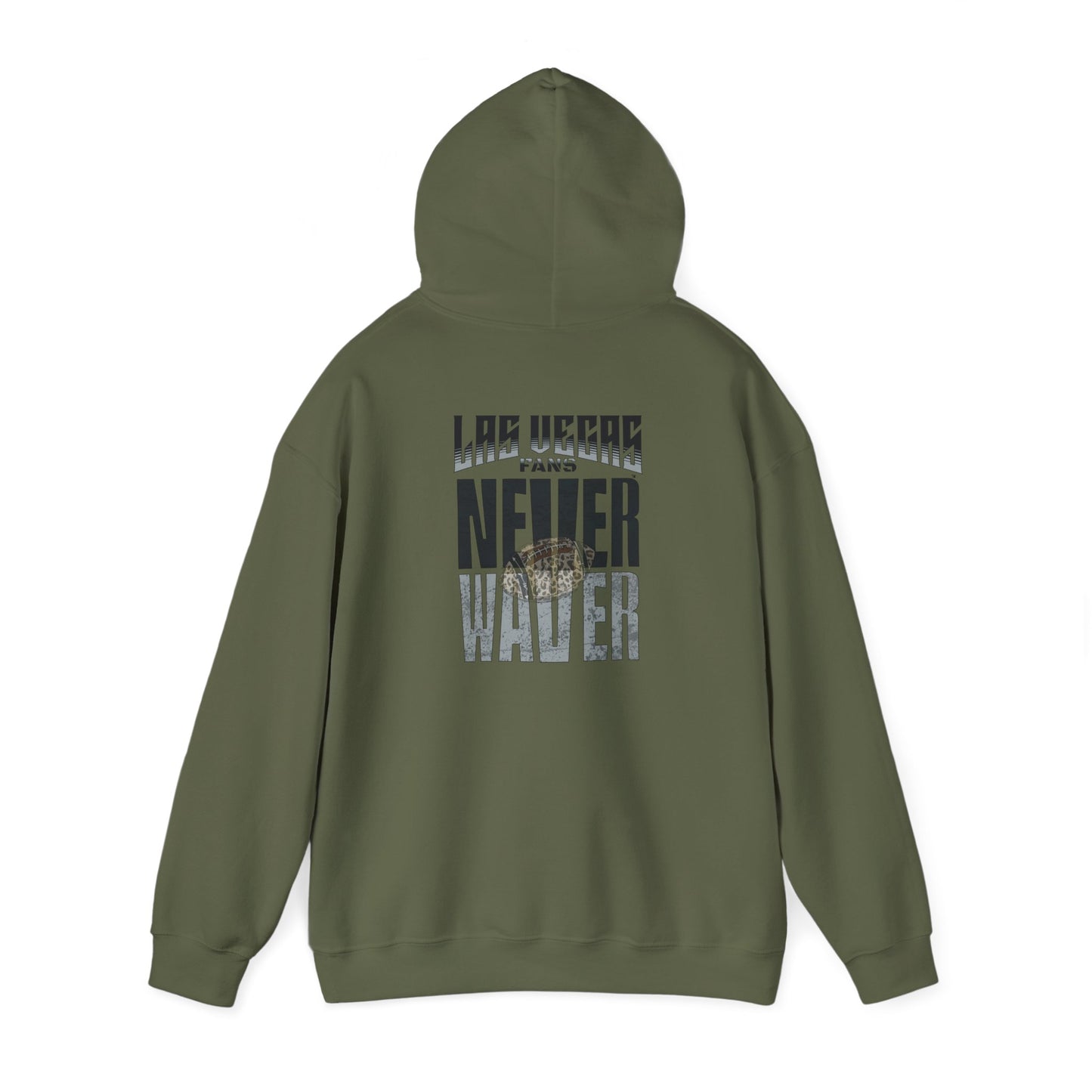 Las Vegas Fans Never Waver w Leopard Football Unisex Heavy Blend™ Hooded Sweatshirt - Cozy Oversized Style for Fans - Never Waver