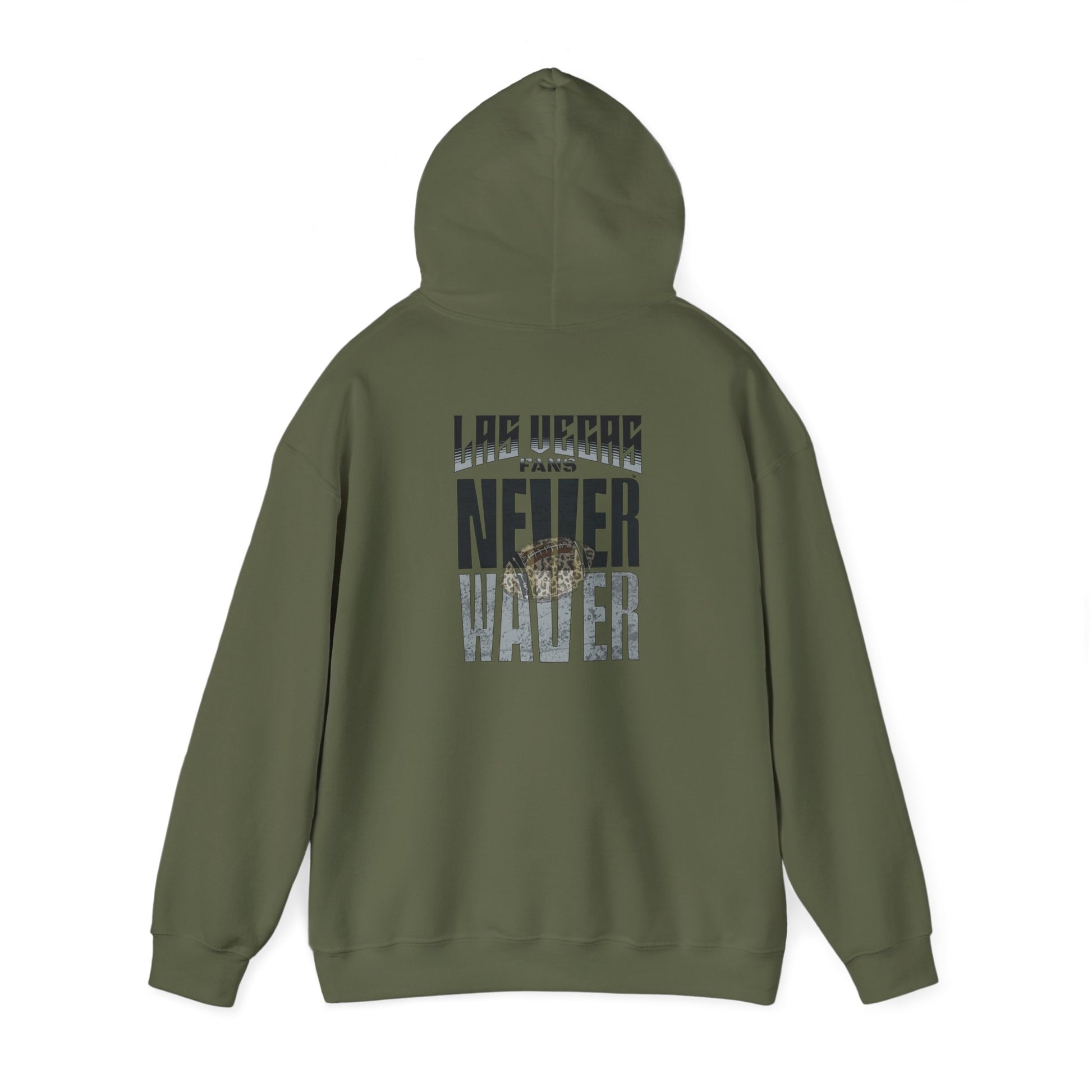 Las Vegas Fans Never Waver w Leopard Football Unisex Heavy Blend™ Hooded Sweatshirt - Cozy Oversized Style for Fans - Never Waver