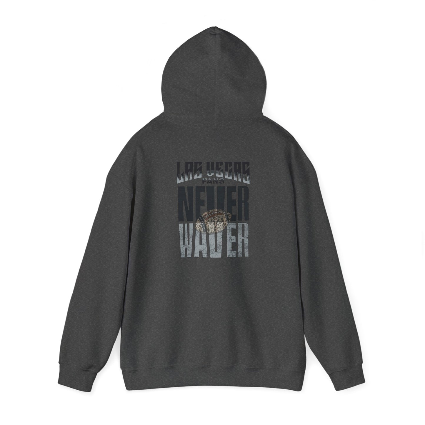 Las Vegas Fans Never Waver w Leopard Football Unisex Heavy Blend™ Hooded Sweatshirt - Cozy Oversized Style for Fans - Never Waver