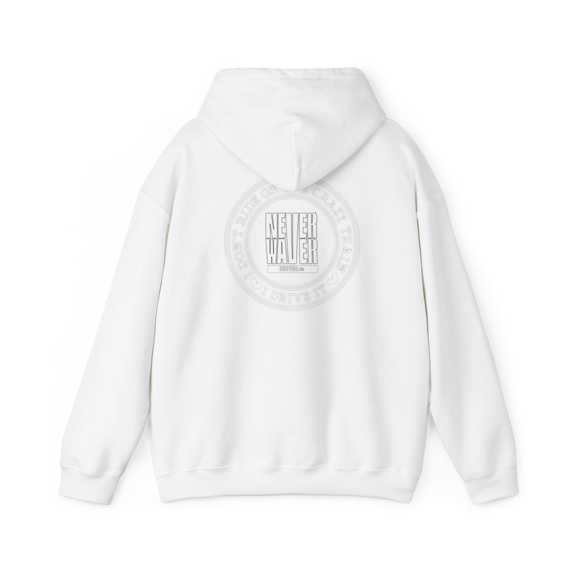 Never Waver I Don't Ride on the Crazy Train I Drive It Unisex Heavy Blend™ Hooded Sweatshirt - Never Waver