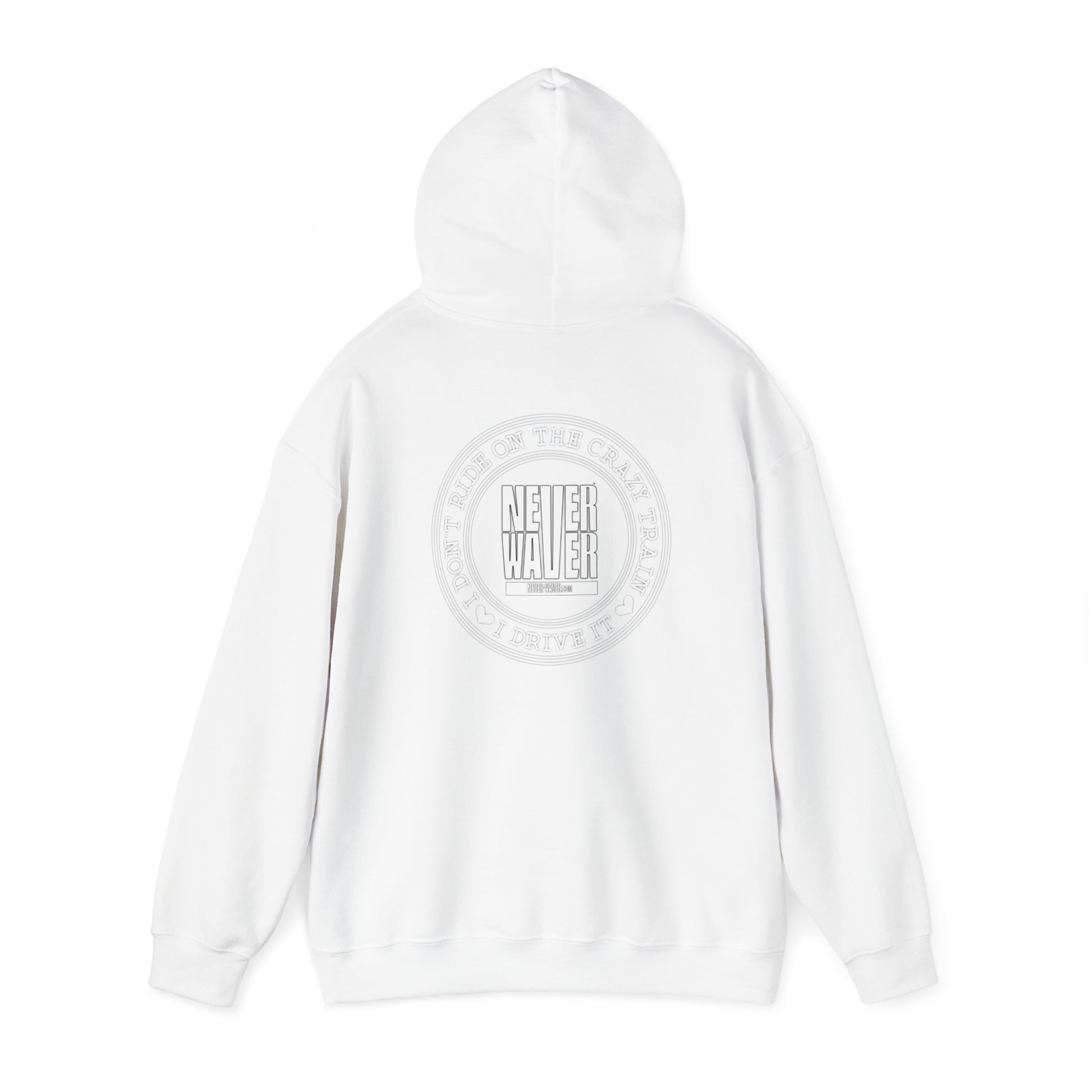 Never Waver I Don't Ride on the Crazy Train I Drive It Unisex Heavy Blend™ Hooded Sweatshirt - Never Waver