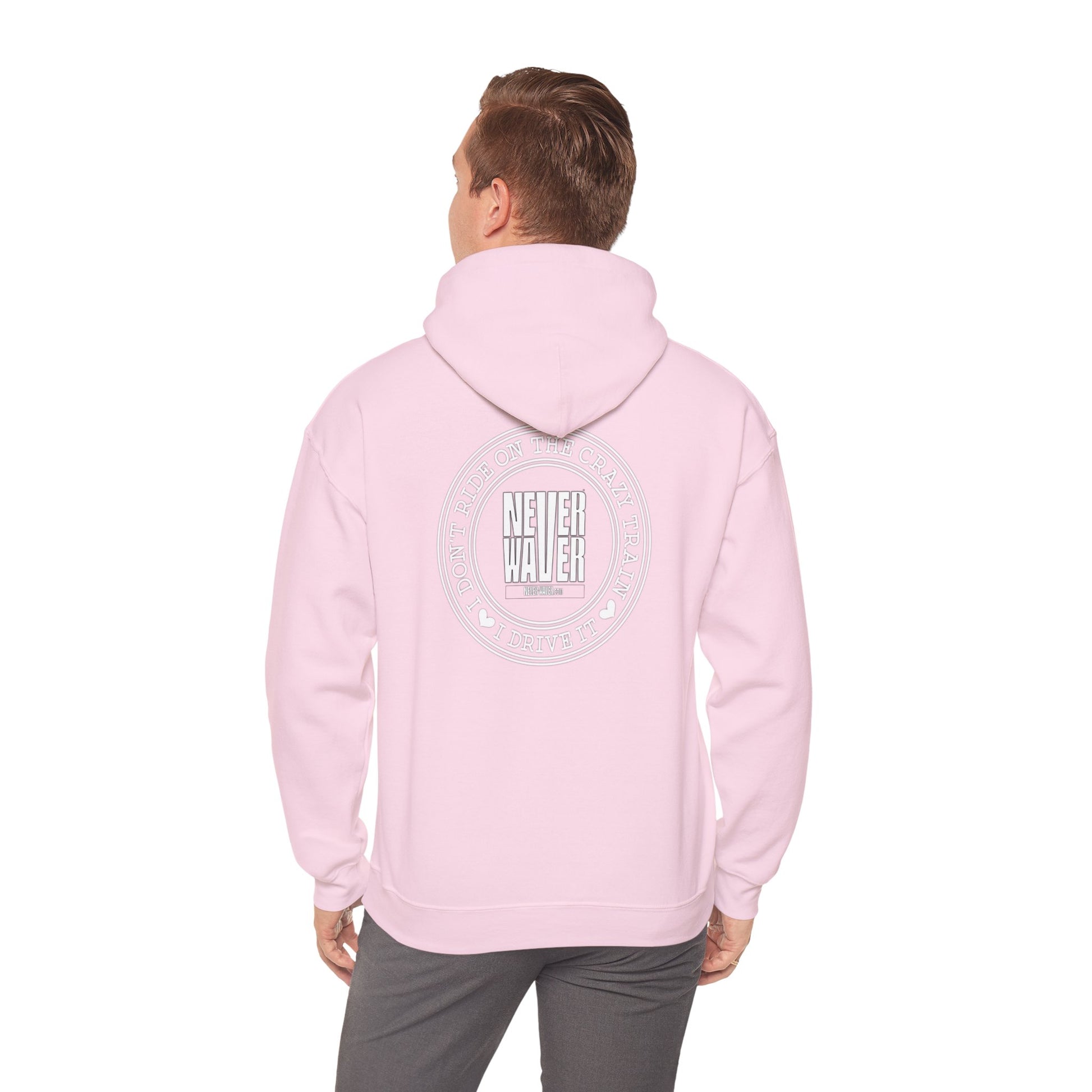 Never Waver I Don't Ride on the Crazy Train I Drive It Unisex Heavy Blend™ Hooded Sweatshirt - Never Waver