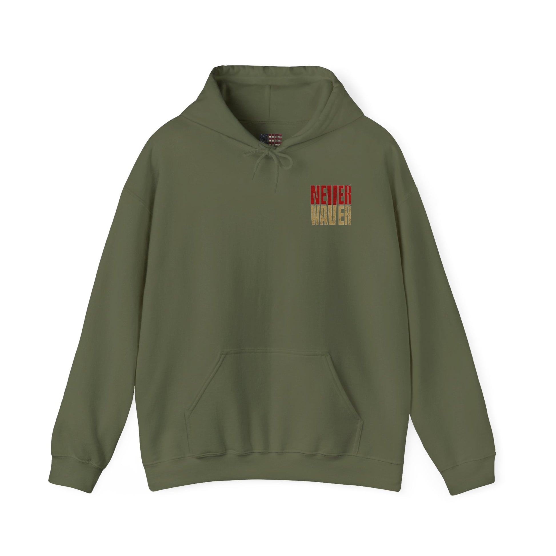 Never Waver San Francisco Hoodie w Leopard Football - Unisex Heavy Blend Sweatshirt - Never Waver