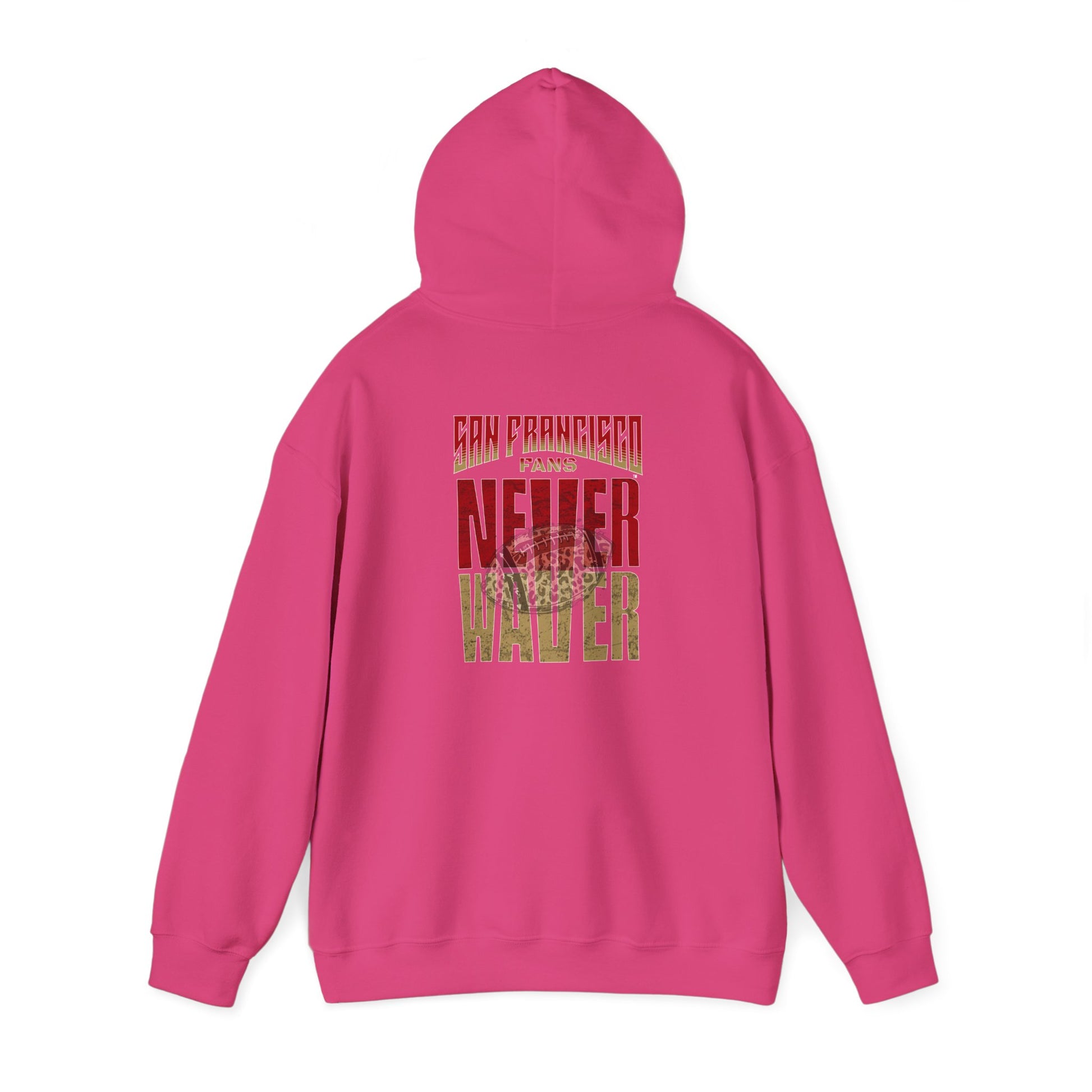 Never Waver San Francisco Hoodie w Leopard Football - Unisex Heavy Blend Sweatshirt - Never Waver