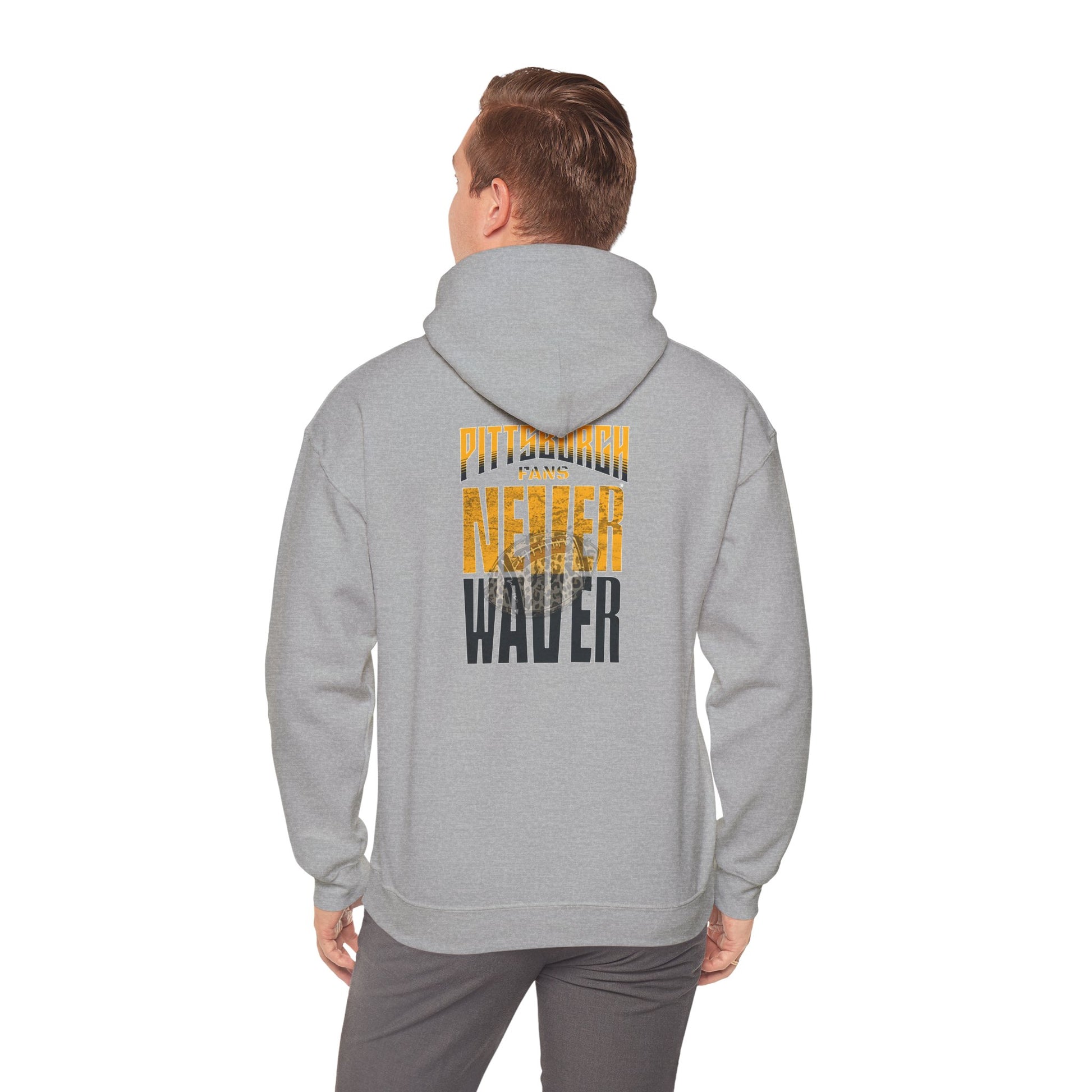 Pittsburgh Hoodie w Leopard Football - Unisex Heavy Blend Sweatshirt - Never Waver