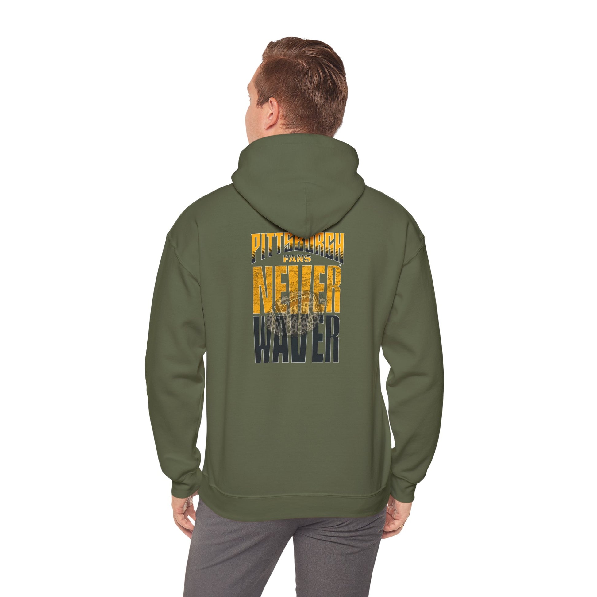 Pittsburgh Hoodie w Leopard Football - Unisex Heavy Blend Sweatshirt - Never Waver