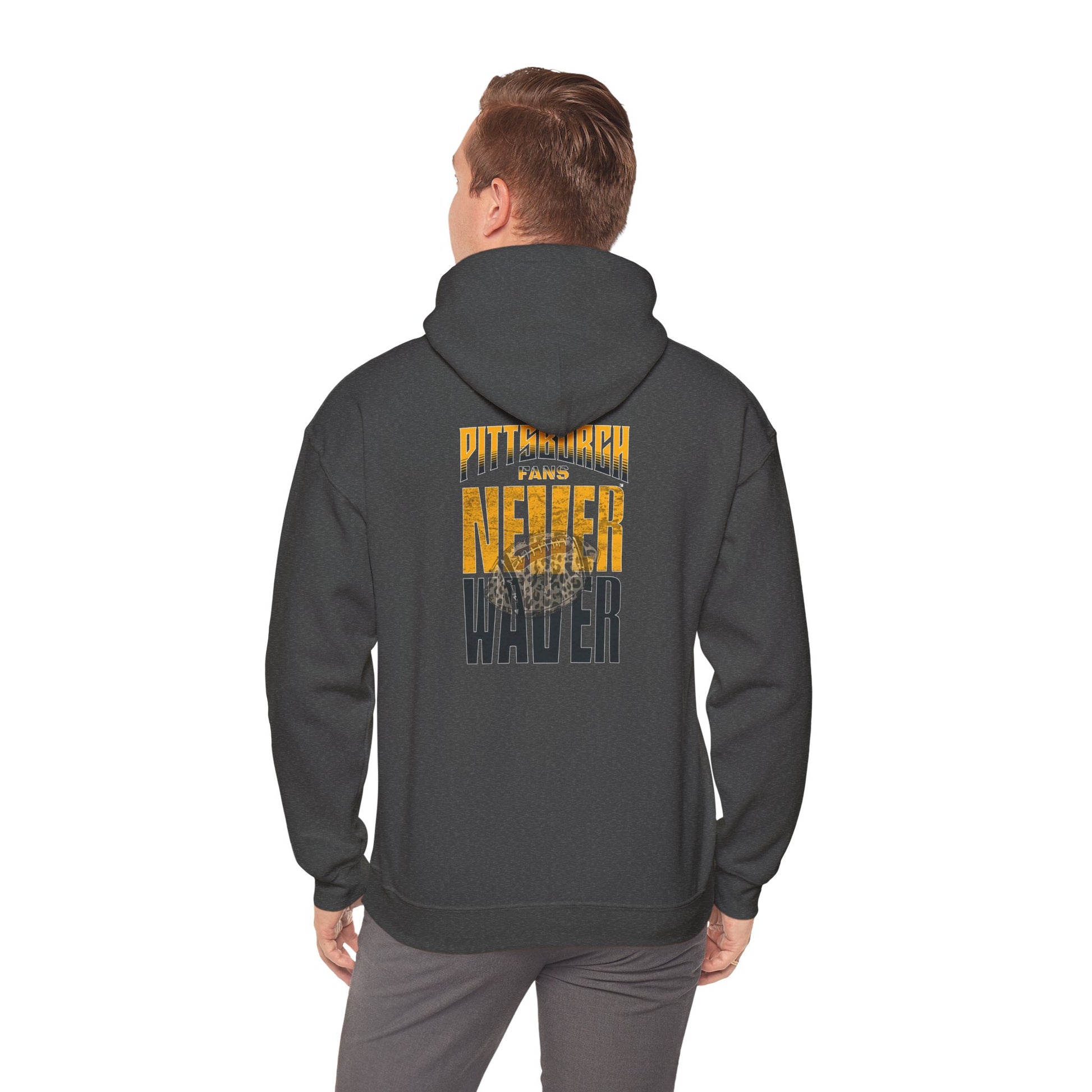 Pittsburgh Hoodie w Leopard Football - Unisex Heavy Blend Sweatshirt - Never Waver