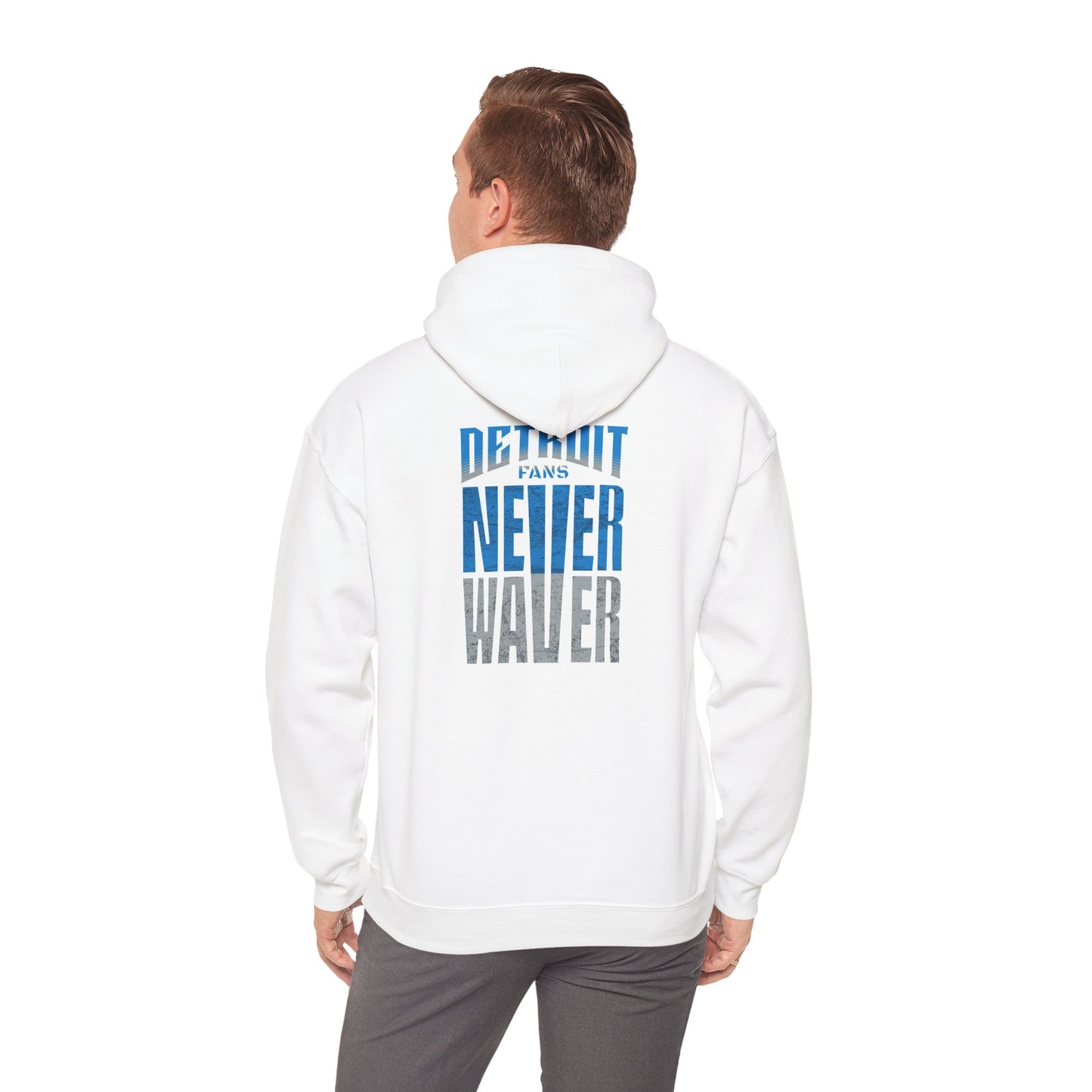 Unisex Heavy Blend™ Hooded Sweatshirt - 'Detroit Fans Never Waver' Inspirational Hoodie for Fans - Never Waver
