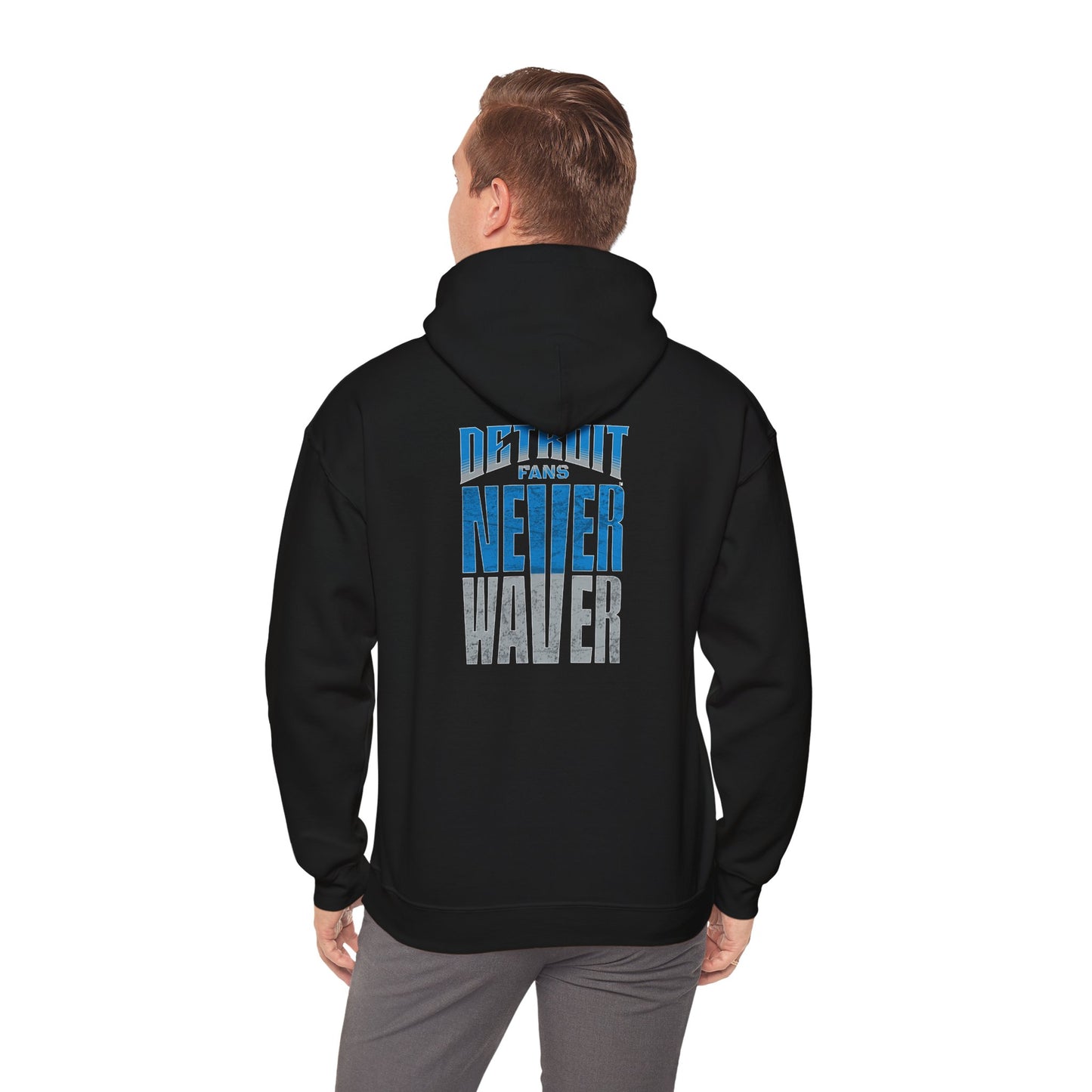 Unisex Heavy Blend™ Hooded Sweatshirt - 'Detroit Fans Never Waver' Inspirational Hoodie for Fans - Never Waver