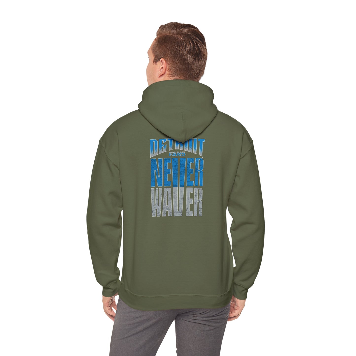 Unisex Heavy Blend™ Hooded Sweatshirt - 'Detroit Fans Never Waver' Inspirational Hoodie for Fans - Never Waver