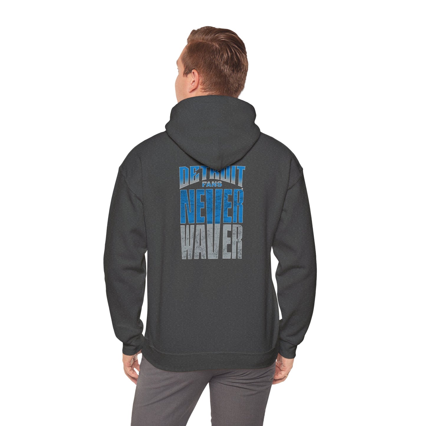 Unisex Heavy Blend™ Hooded Sweatshirt - 'Detroit Fans Never Waver' Inspirational Hoodie for Fans - Never Waver
