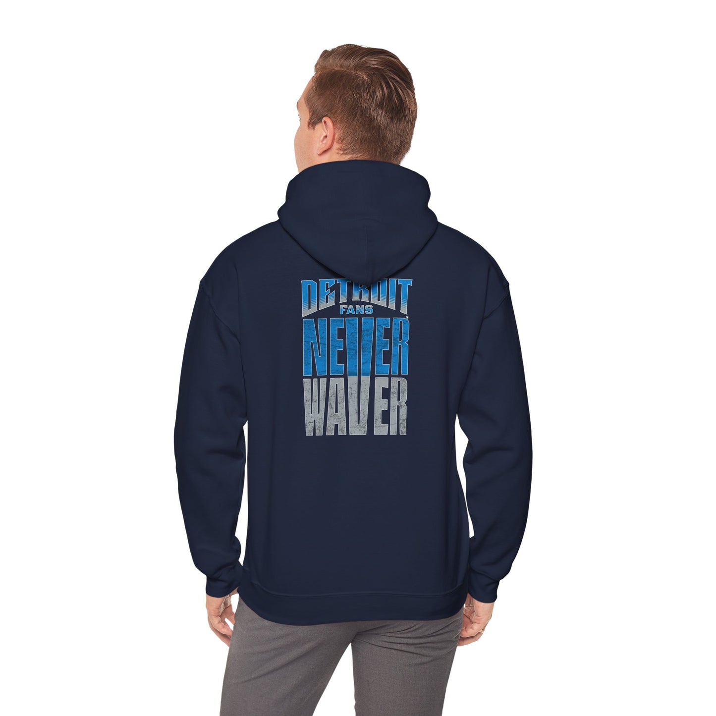 Unisex Heavy Blend™ Hooded Sweatshirt - 'Detroit Fans Never Waver' Inspirational Hoodie for Fans - Never Waver