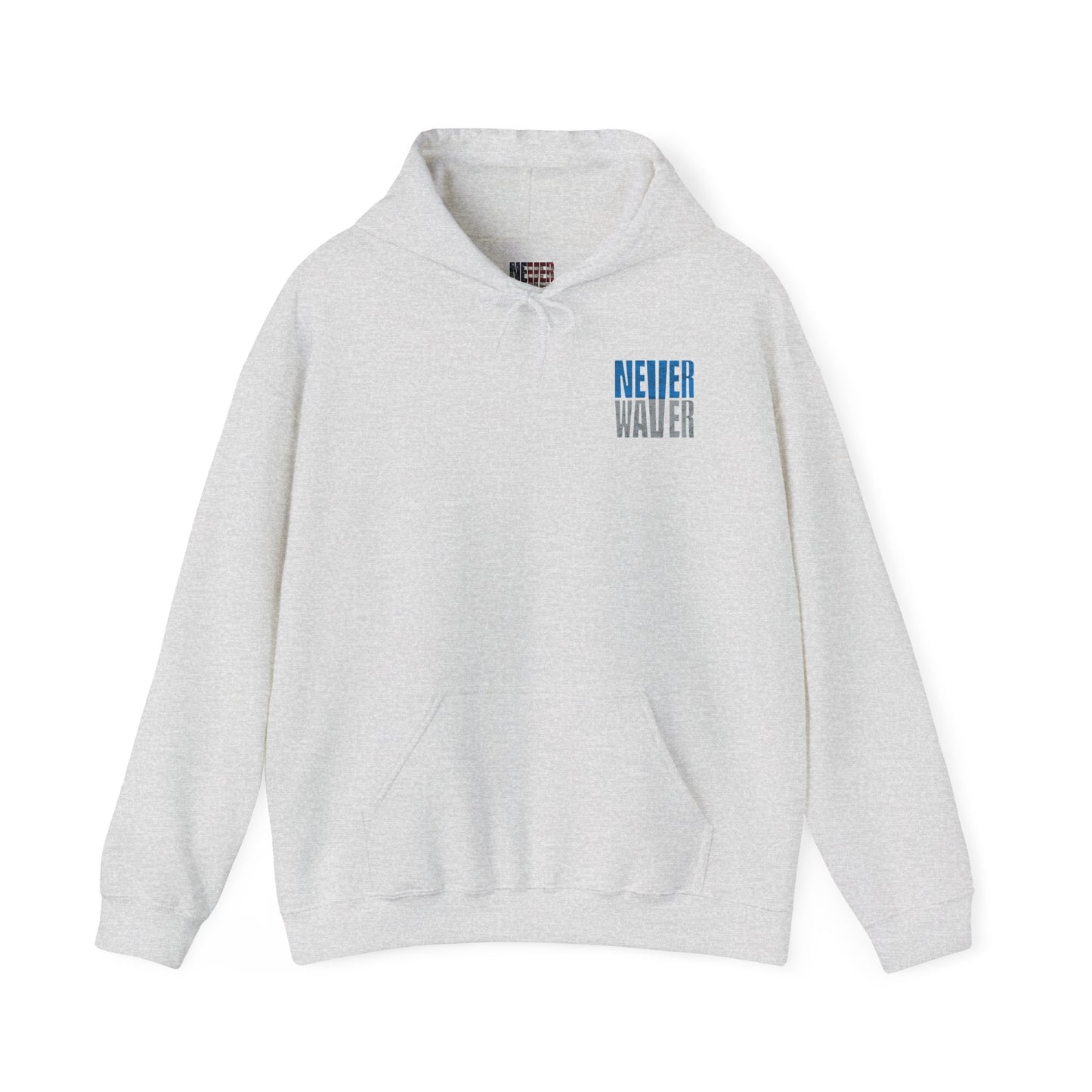 Unisex Heavy Blend™ Hooded Sweatshirt - "Detroit Fans NEVER WAVER w Leopard Football" Inspirational Wear - Never Waver