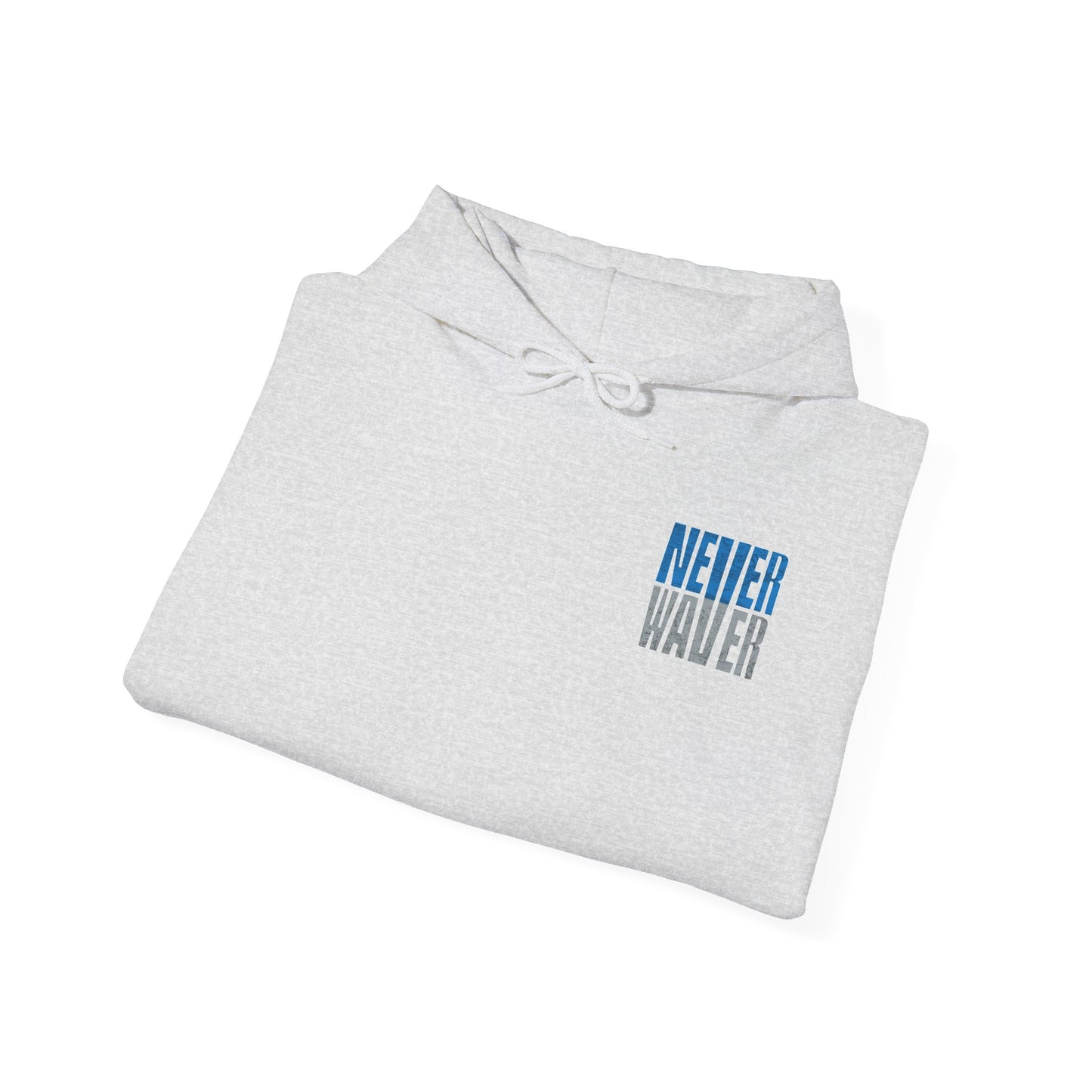 Unisex Heavy Blend™ Hooded Sweatshirt - "Detroit Fans NEVER WAVER w Leopard Football" Inspirational Wear - Never Waver