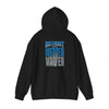 Unisex Heavy Blend™ Hooded Sweatshirt - "Detroit Fans NEVER WAVER w Leopard Football" Inspirational Wear - Never Waver
