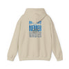 Unisex Heavy Blend™ Hooded Sweatshirt - "Detroit Fans NEVER WAVER w Leopard Football" Inspirational Wear - Never Waver