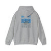 Unisex Heavy Blend™ Hooded Sweatshirt - "Detroit Fans NEVER WAVER w Leopard Football" Inspirational Wear - Never Waver