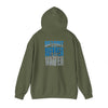 Unisex Heavy Blend™ Hooded Sweatshirt - "Detroit Fans NEVER WAVER w Leopard Football" Inspirational Wear - Never Waver