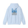 Unisex Heavy Blend™ Hooded Sweatshirt - "Detroit Fans NEVER WAVER w Leopard Football" Inspirational Wear - Never Waver