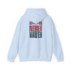 Unisex Heavy Blend™ Hooded Sweatshirt - "HOUSTON FANS NEVER WAVER w Leopard Football" Inspirational Wear - Never Waver
