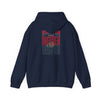 Unisex Heavy Blend™ Hooded Sweatshirt - "HOUSTON FANS NEVER WAVER w Leopard Football" Inspirational Wear - Never Waver